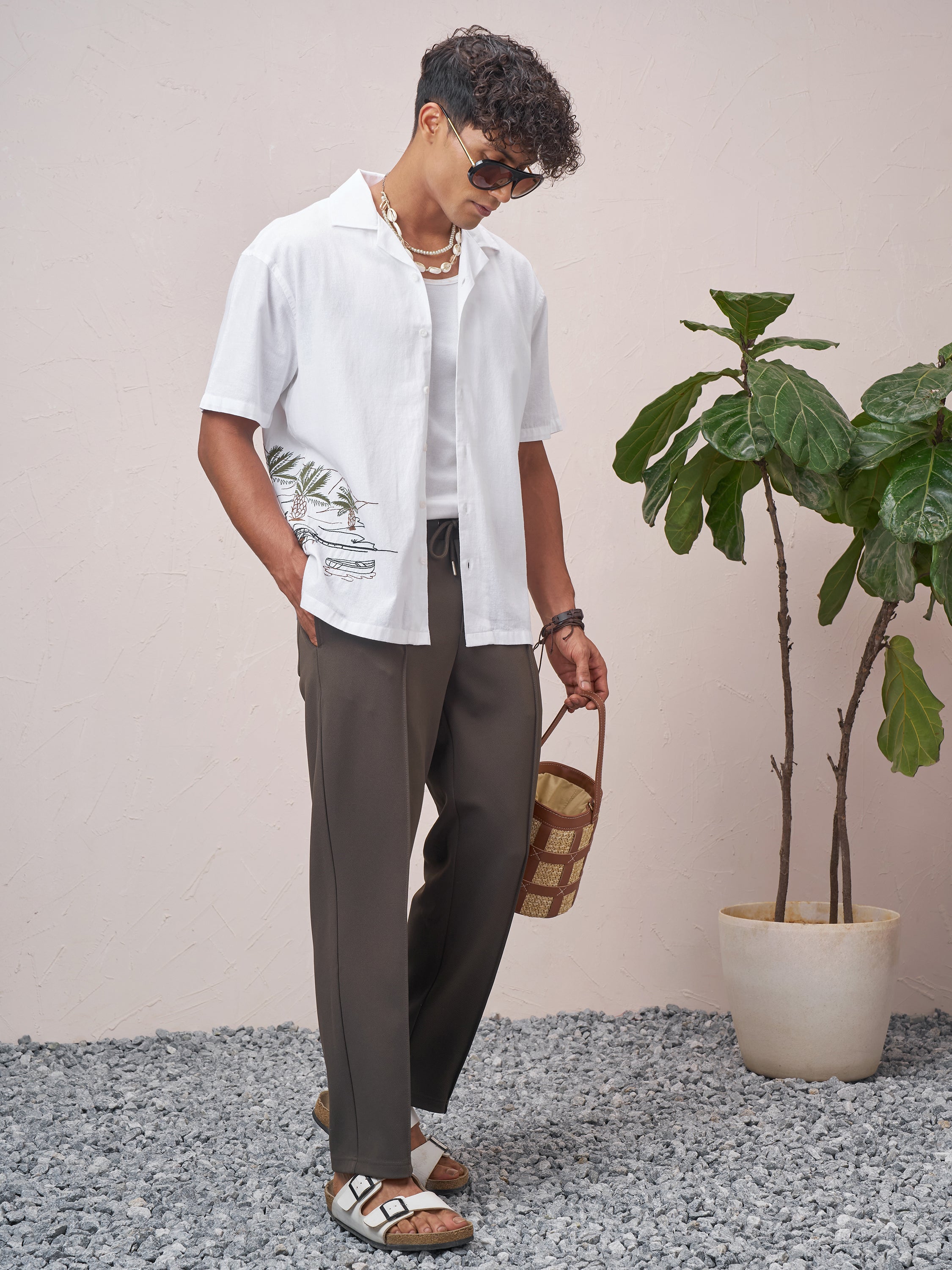 Highlander Men White Embroidered Relaxed Fit Casual Shirt - White - Image 2