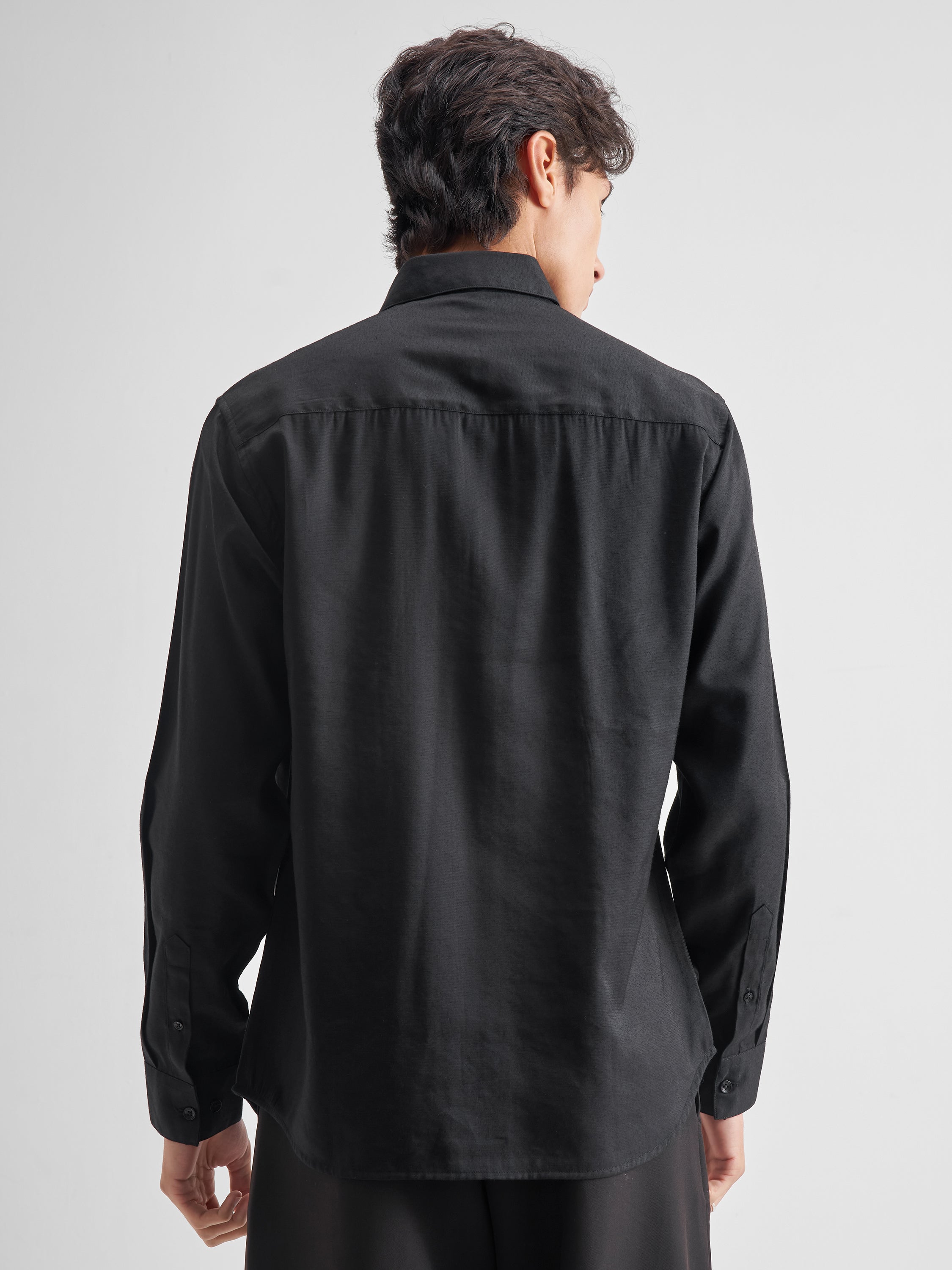 Highlander Men Black Solid Regular Fit Casual Shirt - Black - Image 3