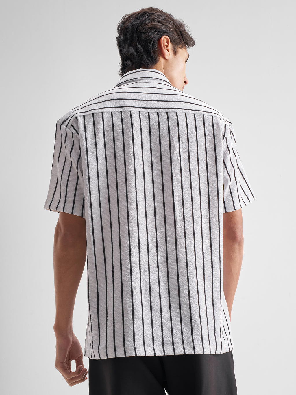 Highlander Men White Striped Relaxed Fit Casual Shirt - White - Image 3