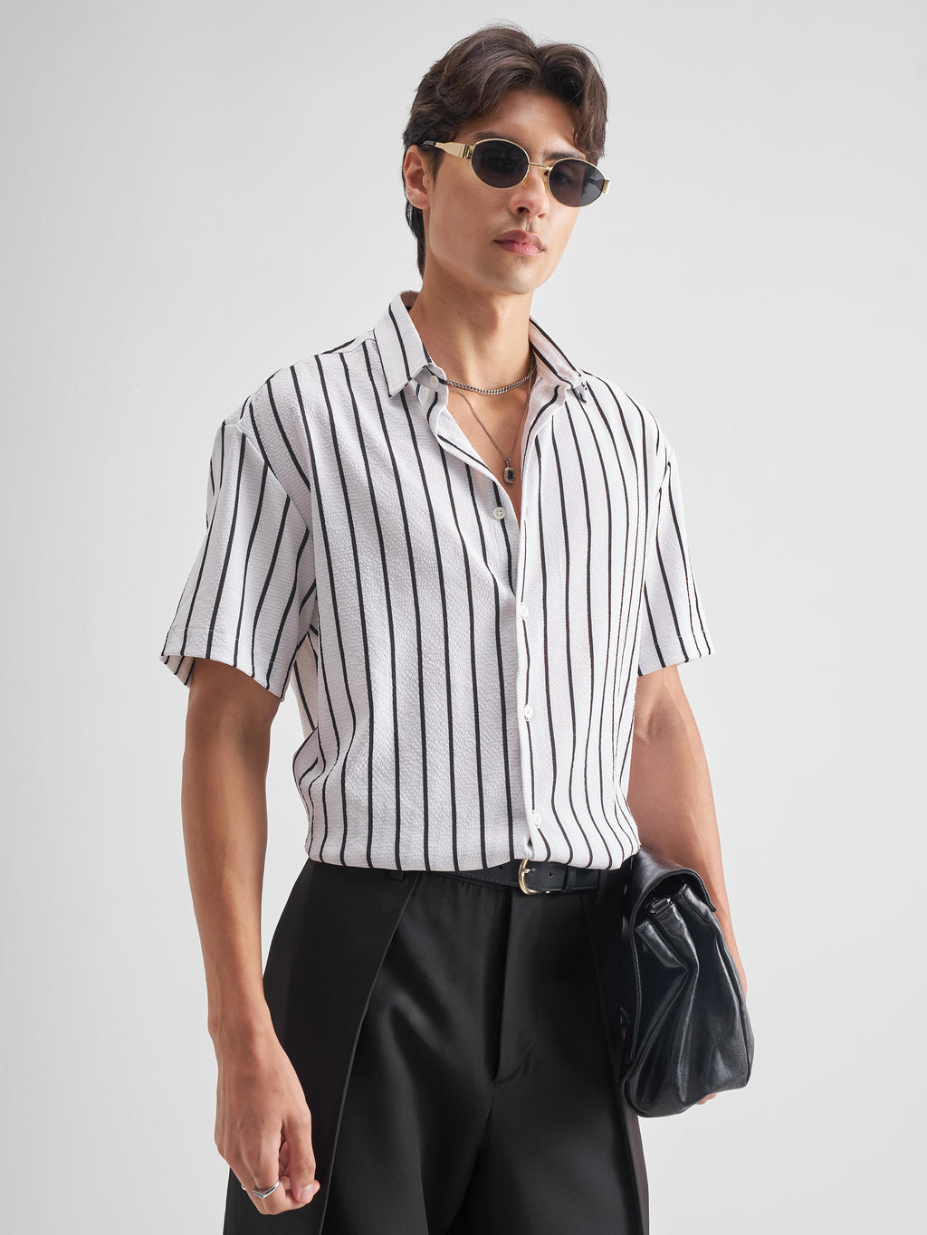 Highlander Men White Striped Relaxed Fit Casual Shirt - White - Image 6
