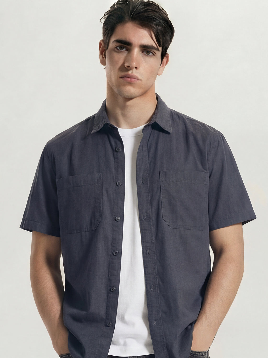 Highlander Men Blue Solid Relaxed Fit Casual Shirt - Blue - Image 1