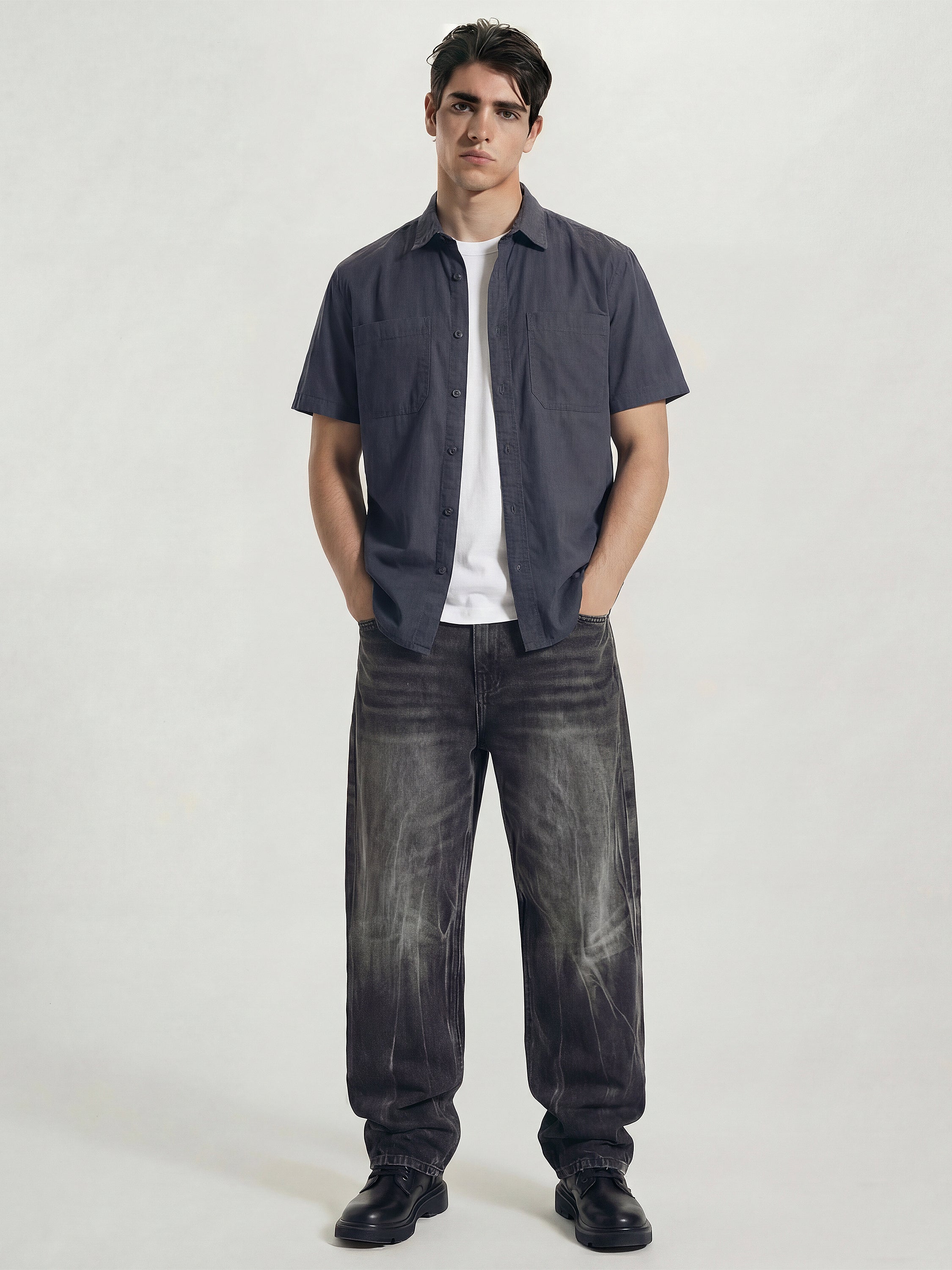 Highlander Men Blue Solid Relaxed Fit Casual Shirt - Blue - Image 2