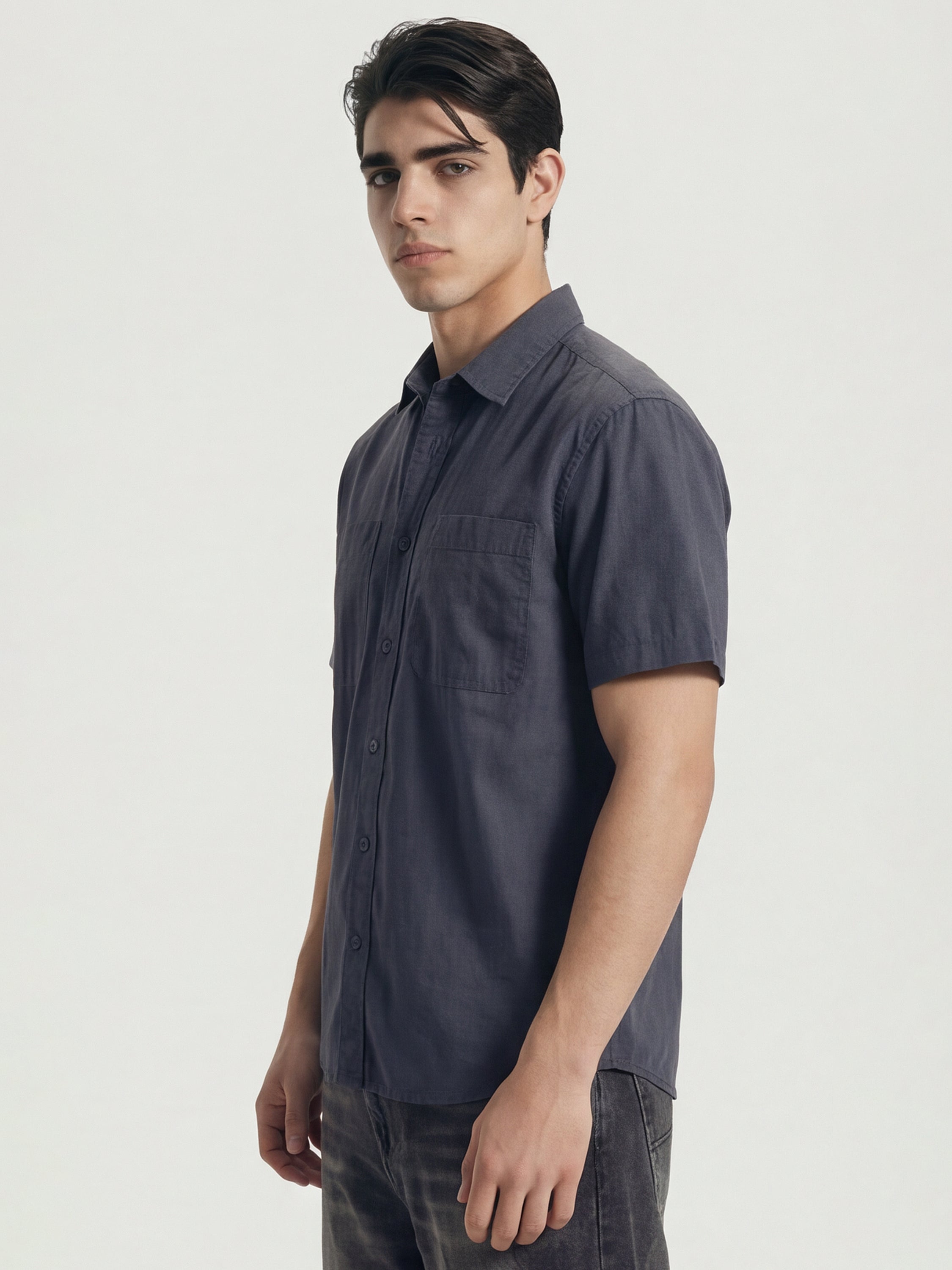 Highlander Men Blue Solid Relaxed Fit Casual Shirt - Blue - Image 4