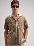 Highlander Men Brown Embroidered Relaxed Fit Casual Shirt - Brown - Image 1