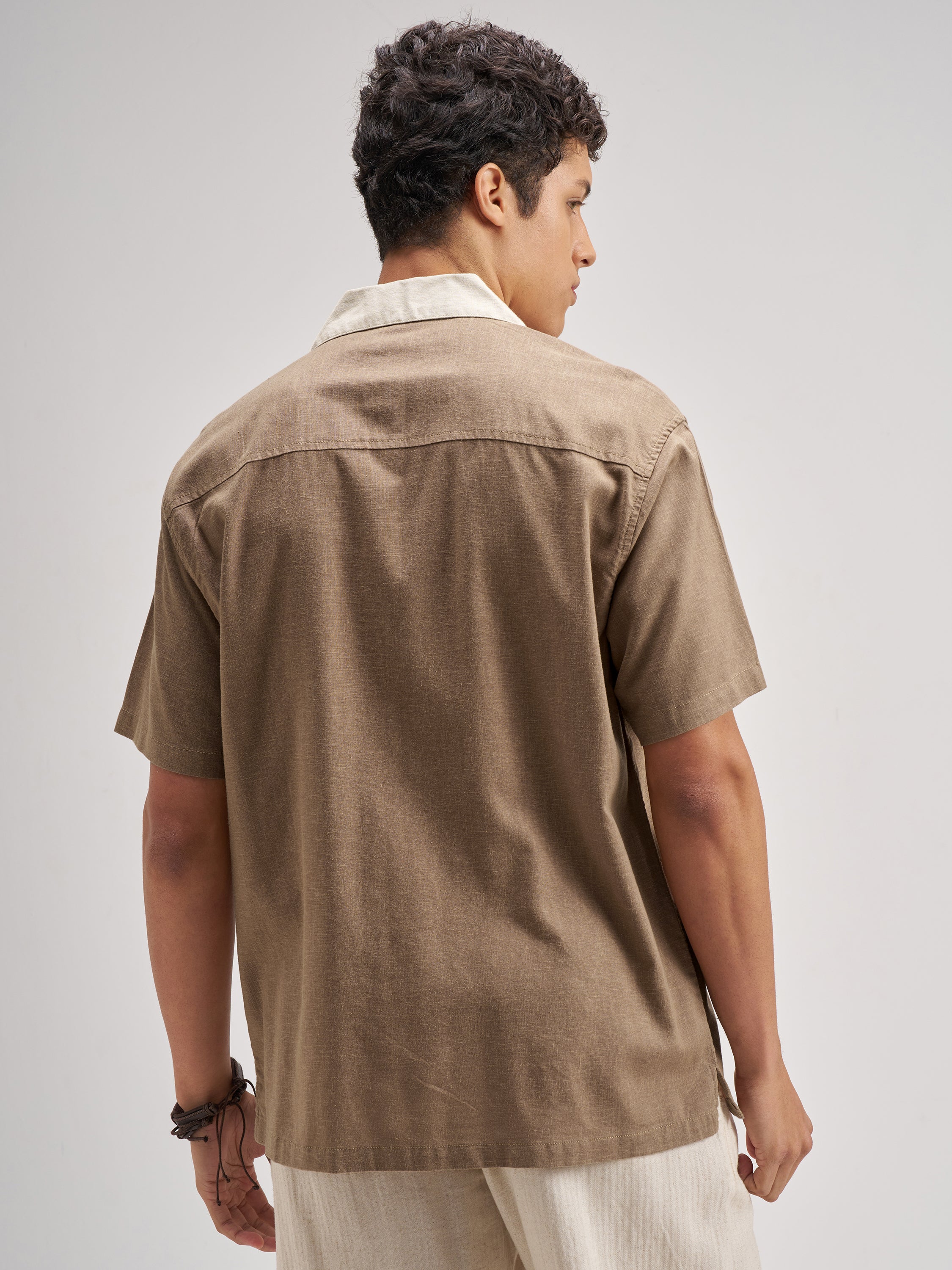 Highlander Men Brown Embroidered Relaxed Fit Casual Shirt - Brown - Image 3