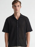 Highlander Men Black Self Design Relaxed Fit Casual Shirt - Black - Image 1
