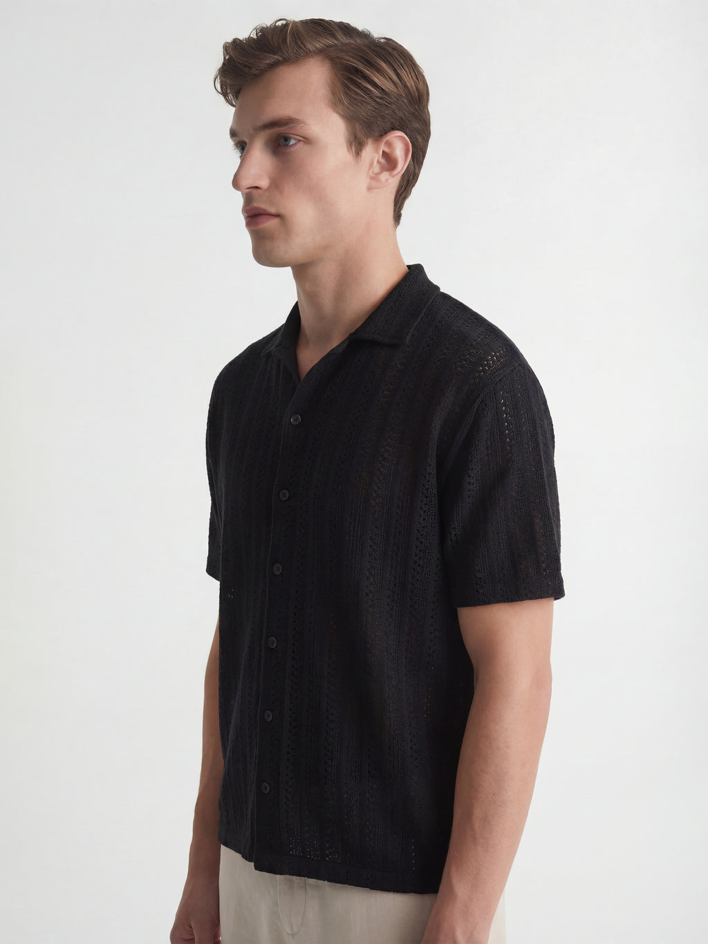 Highlander Men Black Self Design Relaxed Fit Casual Shirt - Black - Image 4