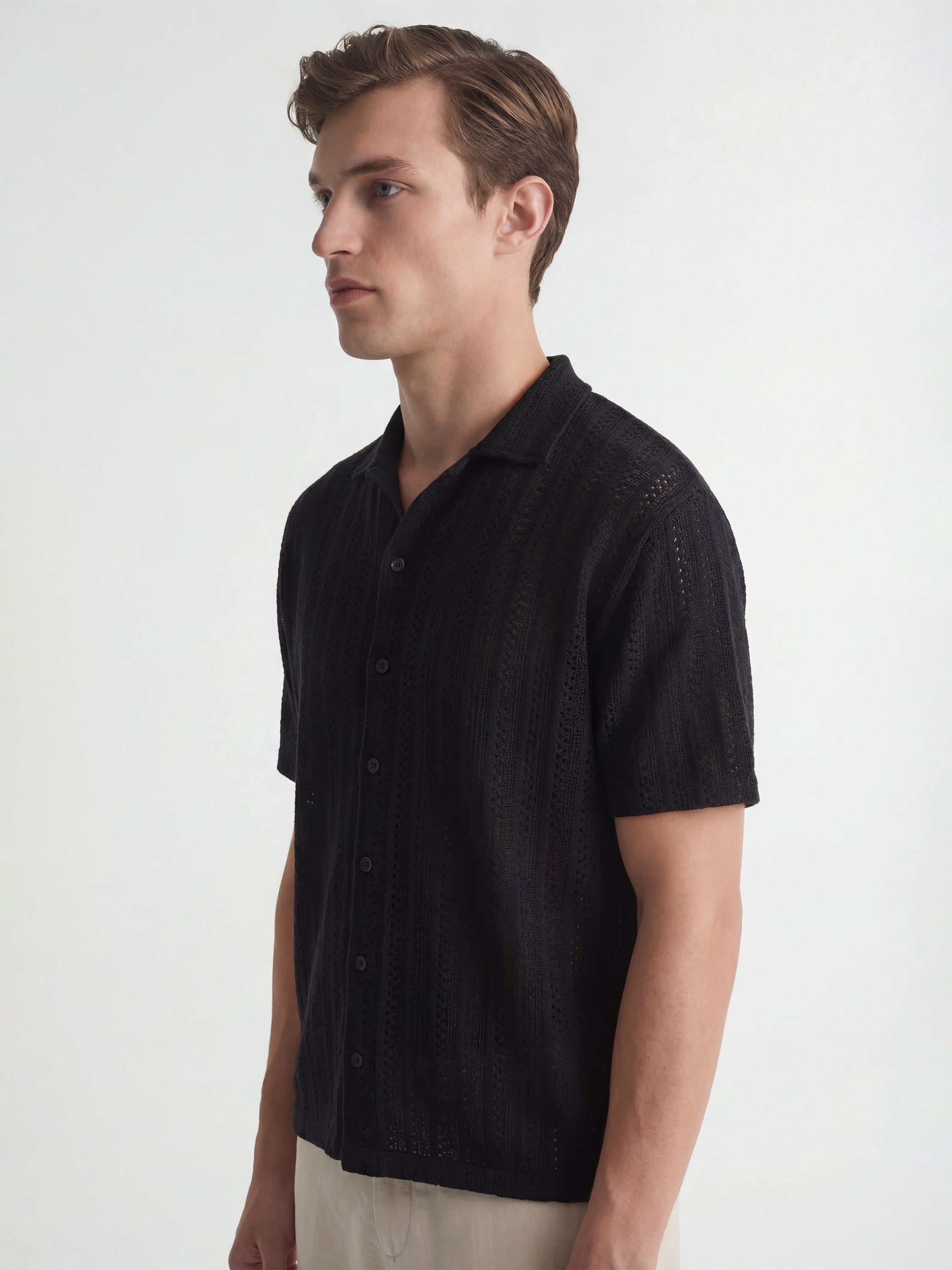 Highlander Men Black Self Design Relaxed Fit Casual Shirt - Black - Image 4