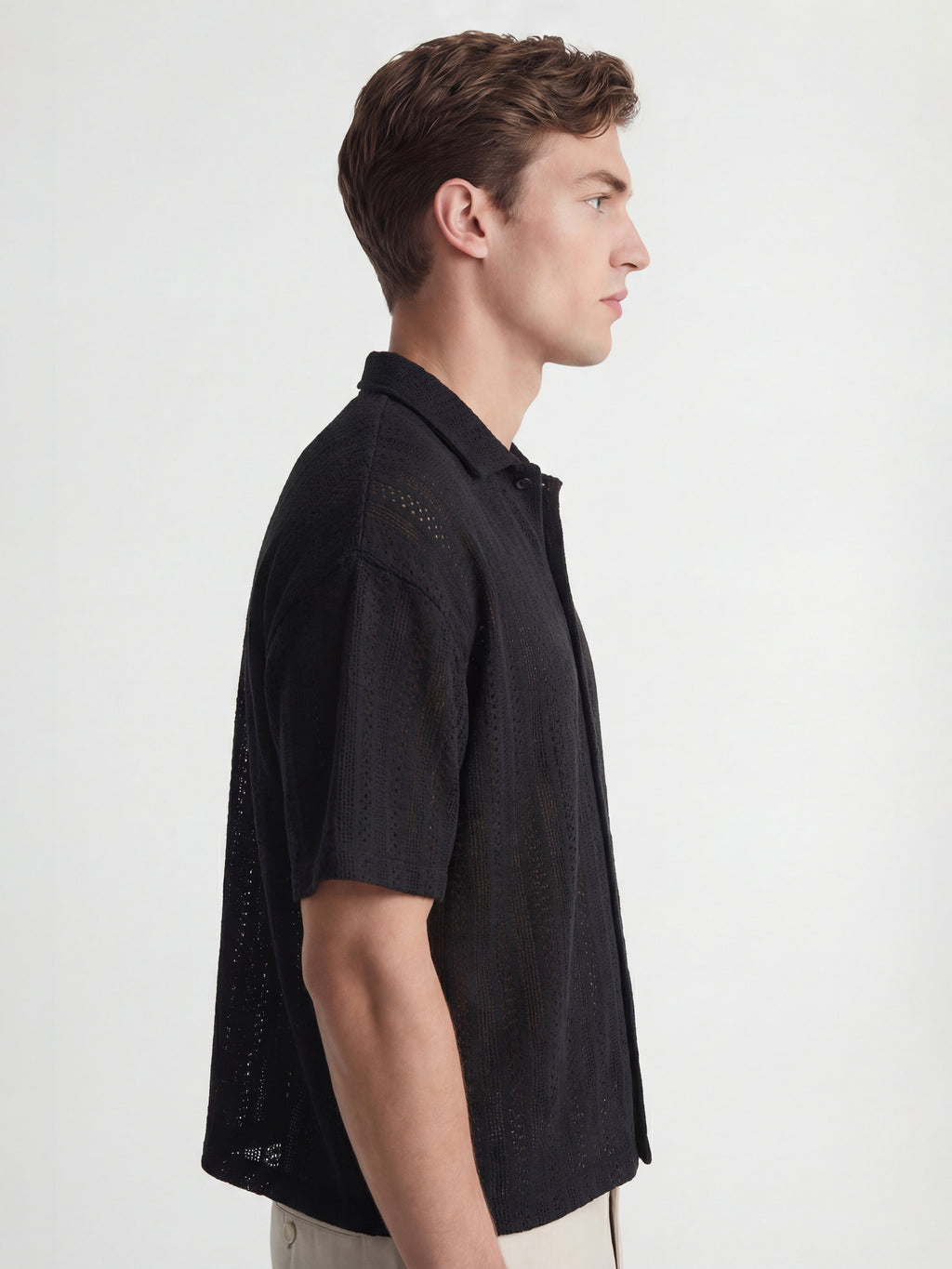 Highlander Men Black Self Design Relaxed Fit Casual Shirt - Black - Image 6