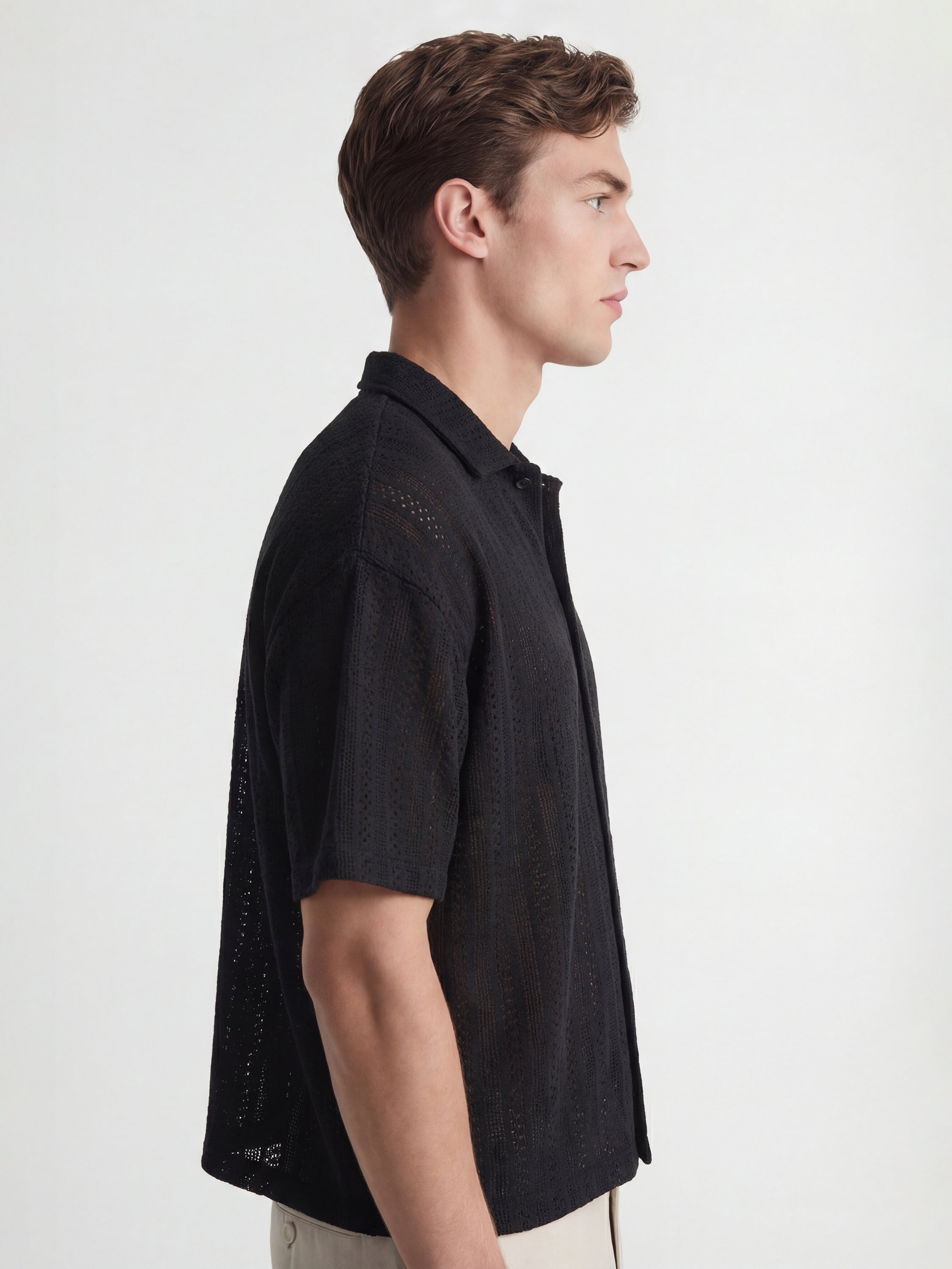 Highlander Men Black Self Design Relaxed Fit Casual Shirt - Black - Image 6