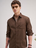 Highlander Men Brown Striped Regular Fit Casual Shirt - Brown - Image 1