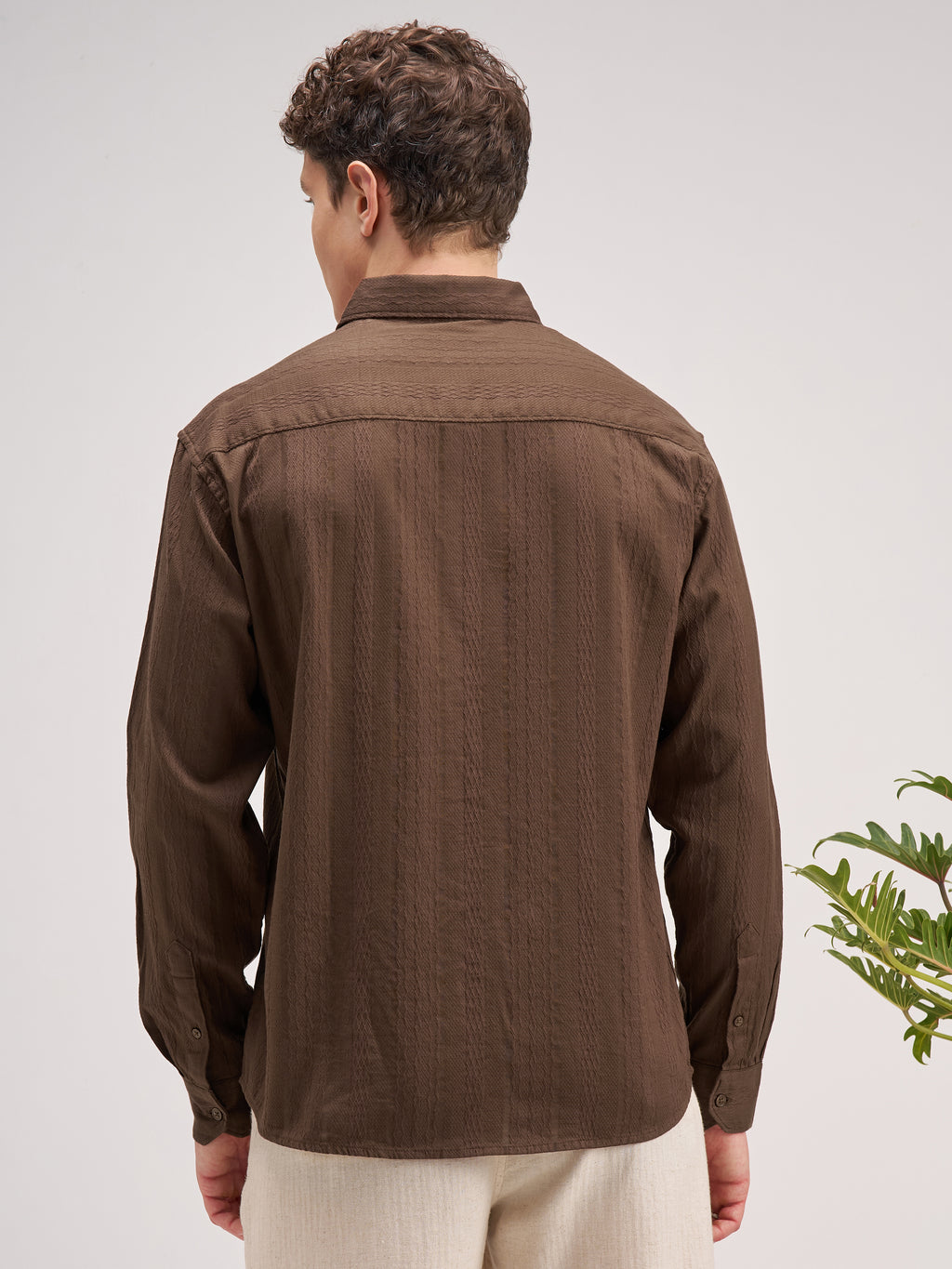 Highlander Men Brown Striped Regular Fit Casual Shirt - Brown - Image 3
