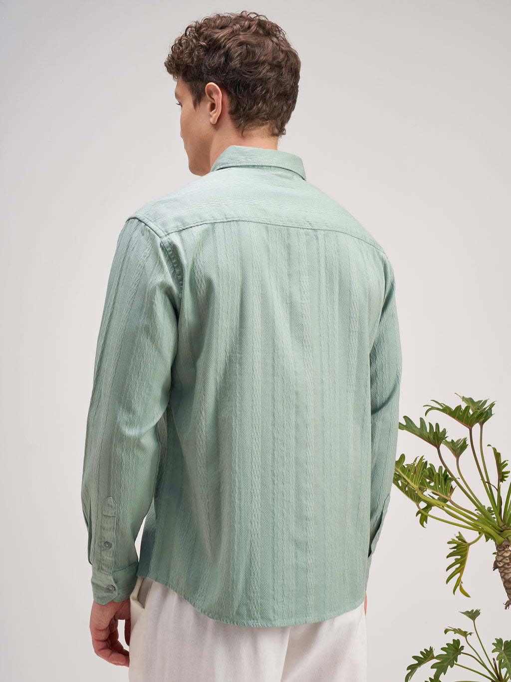 Highlander Men Green Striped Regular Fit Casual Shirt - Green - Image 3