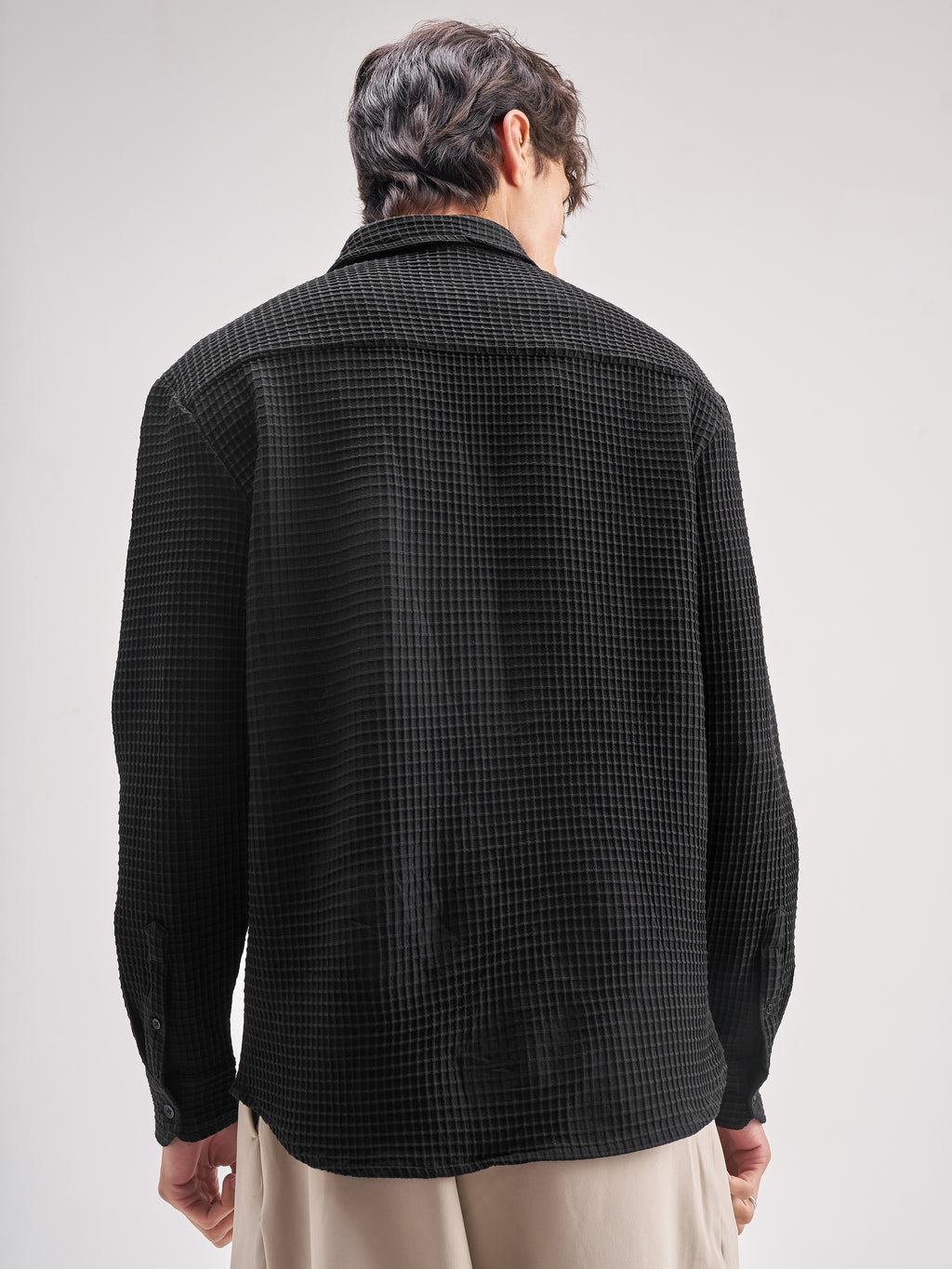 Highlander Men Black Self Design Regular Fit Casual Shirt - Black - Image 3