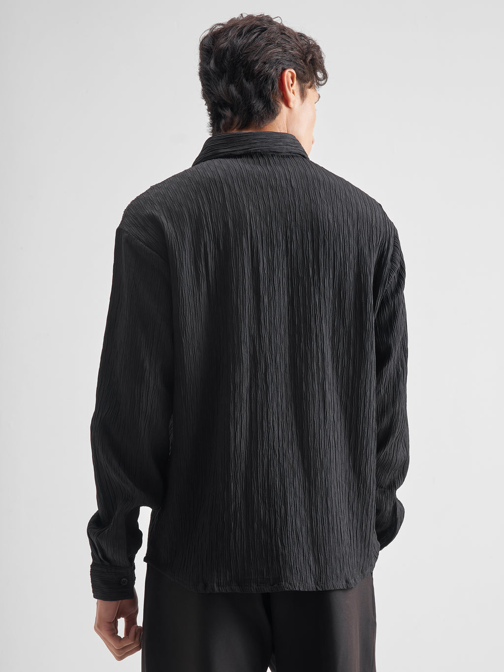 Highlander Men Black Self Design Regular Fit Casual Shirt - Black - Image 3