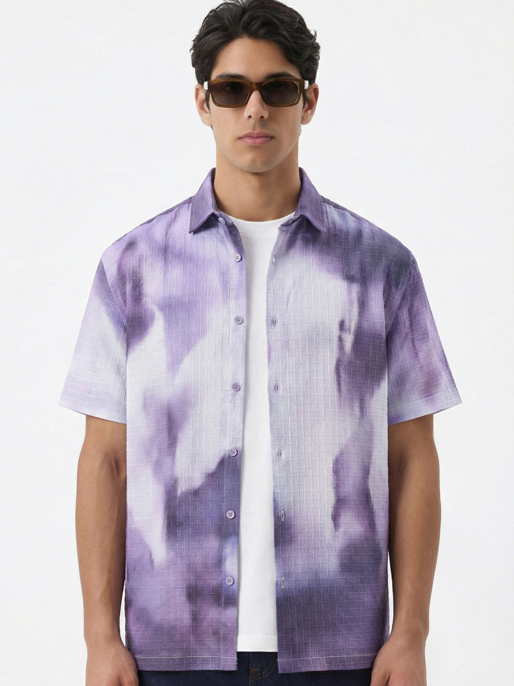Highlander Men Purple Printed Relaxed Fit Casual Shirt - Purple - Image 1