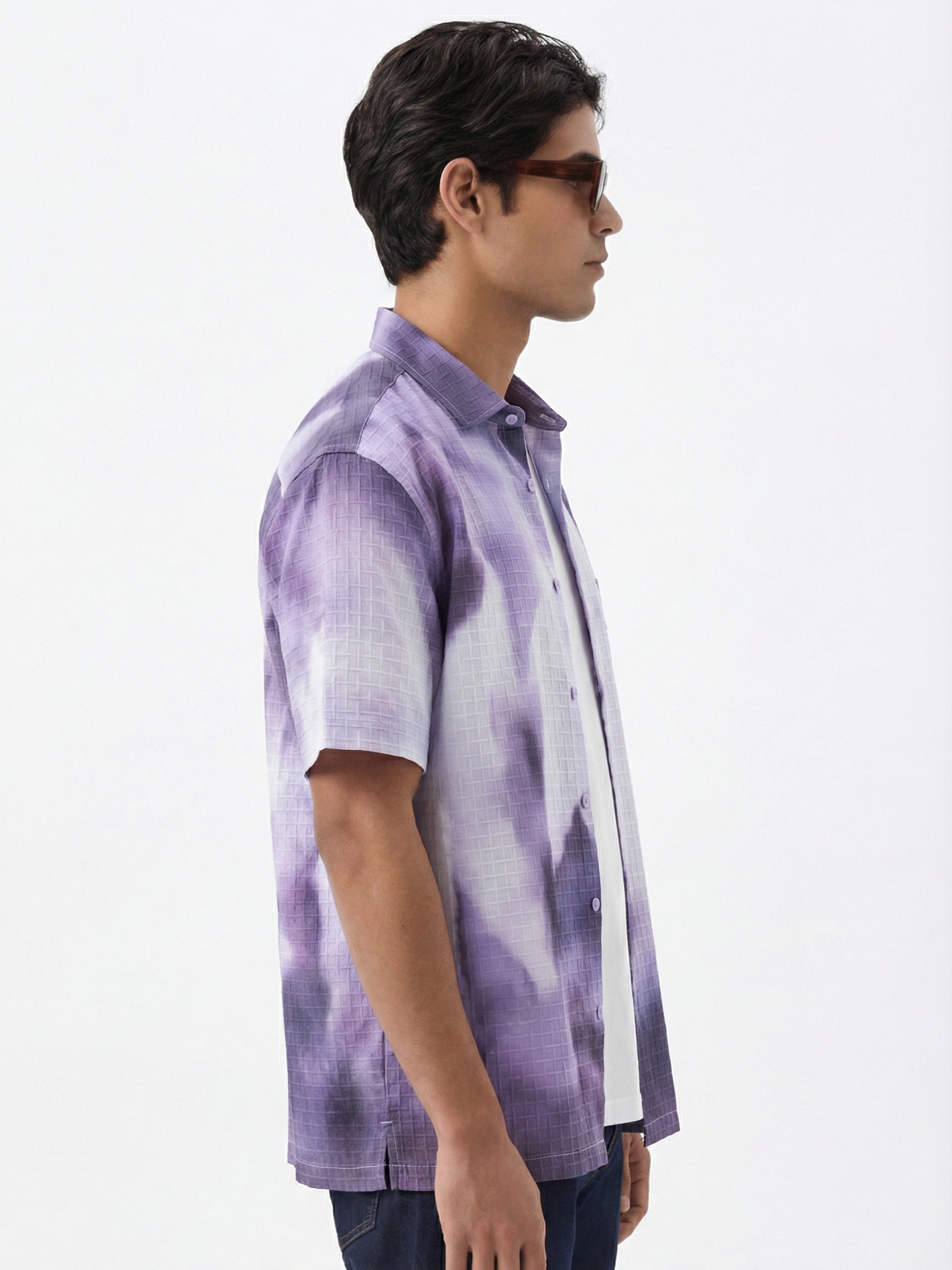 Highlander Men Purple Printed Relaxed Fit Casual Shirt - Purple - Image 4