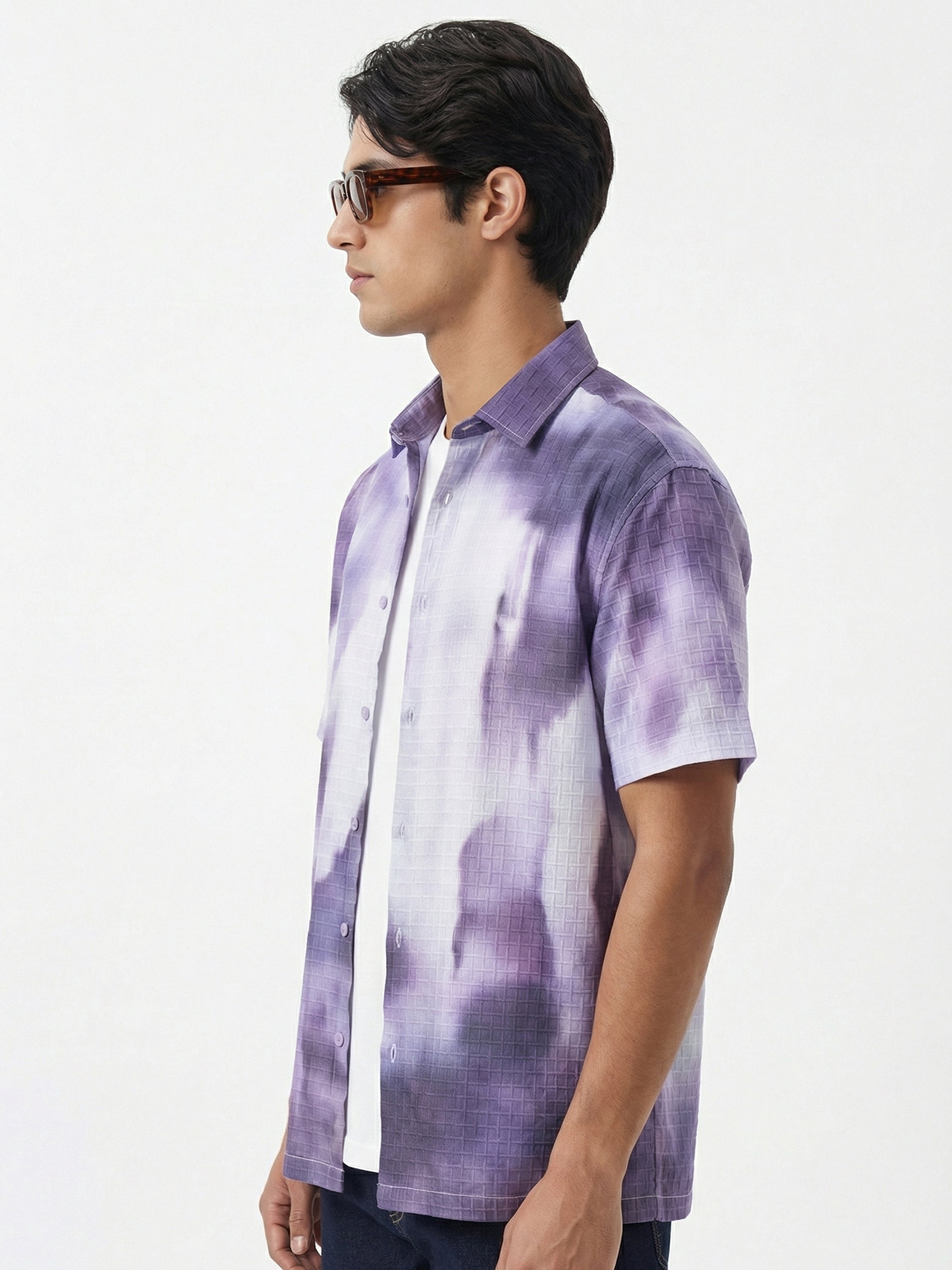 Highlander Men Purple Printed Relaxed Fit Casual Shirt - Purple - Image 5