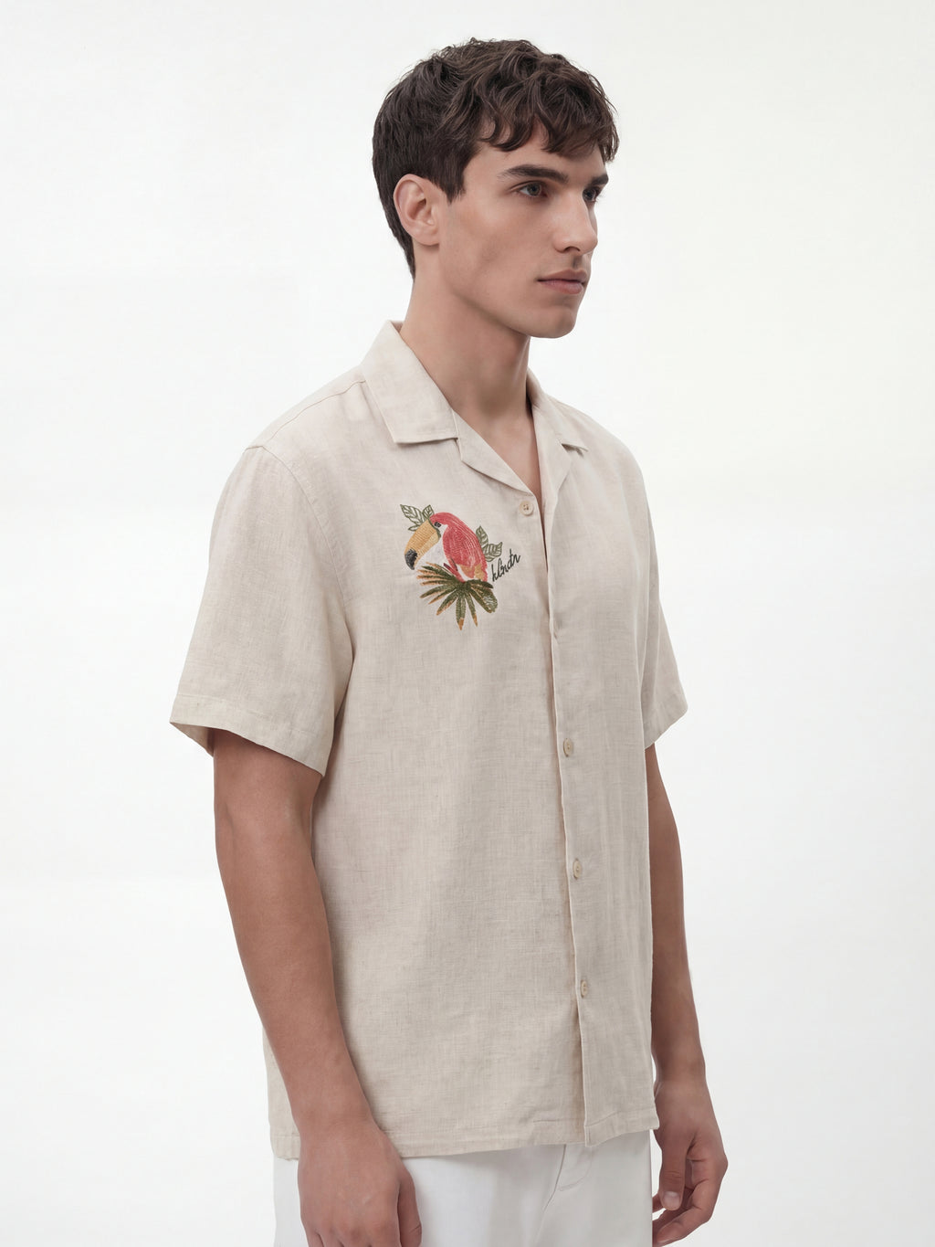 Highlander Men Beige Embroidered Relaxed Fit Casual Shirt - Beige - Image 6