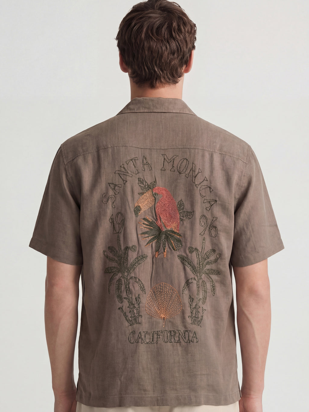 Highlander Men Tan Embroidered Relaxed Fit Casual Shirt - Tan - Image 4
