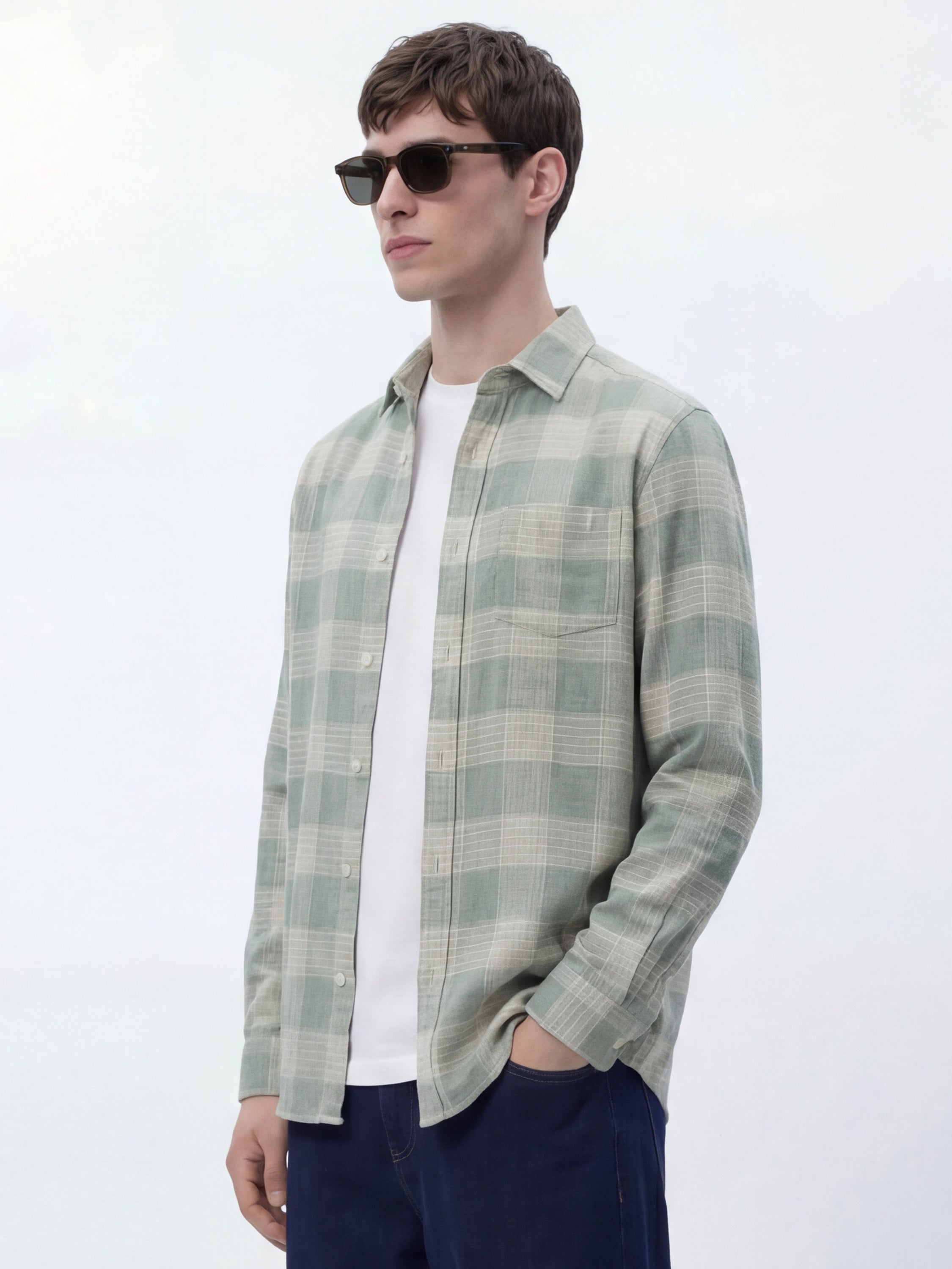 Highlander Men Green Checked Relaxed Fit Casual Shirt - Green - Image 4