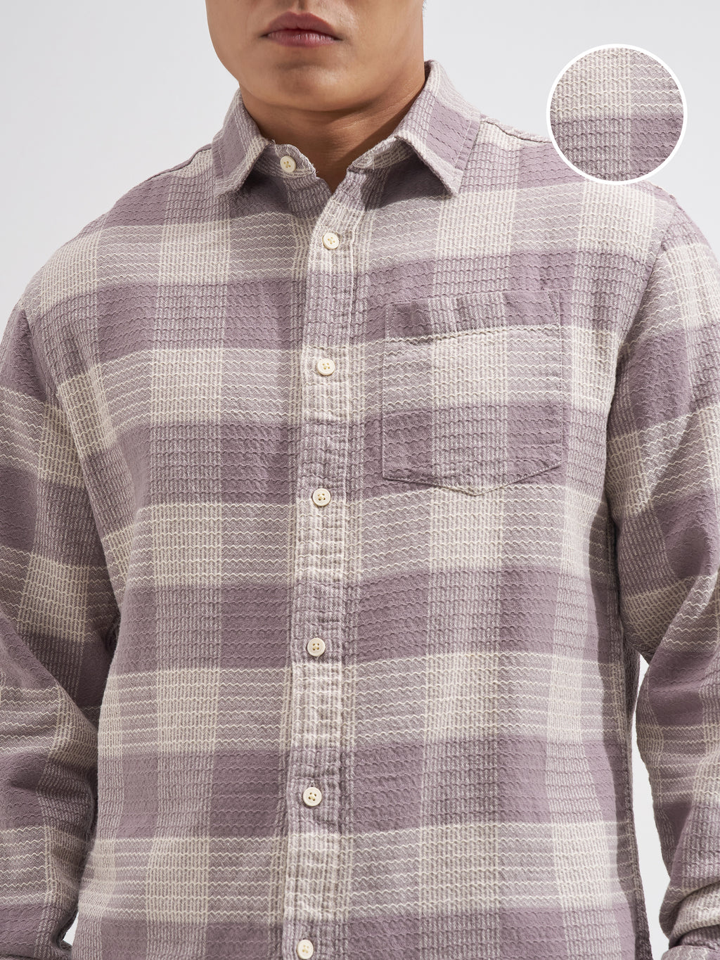 Highlander Men Mauve Checked Relaxed Fit Casual Shirt