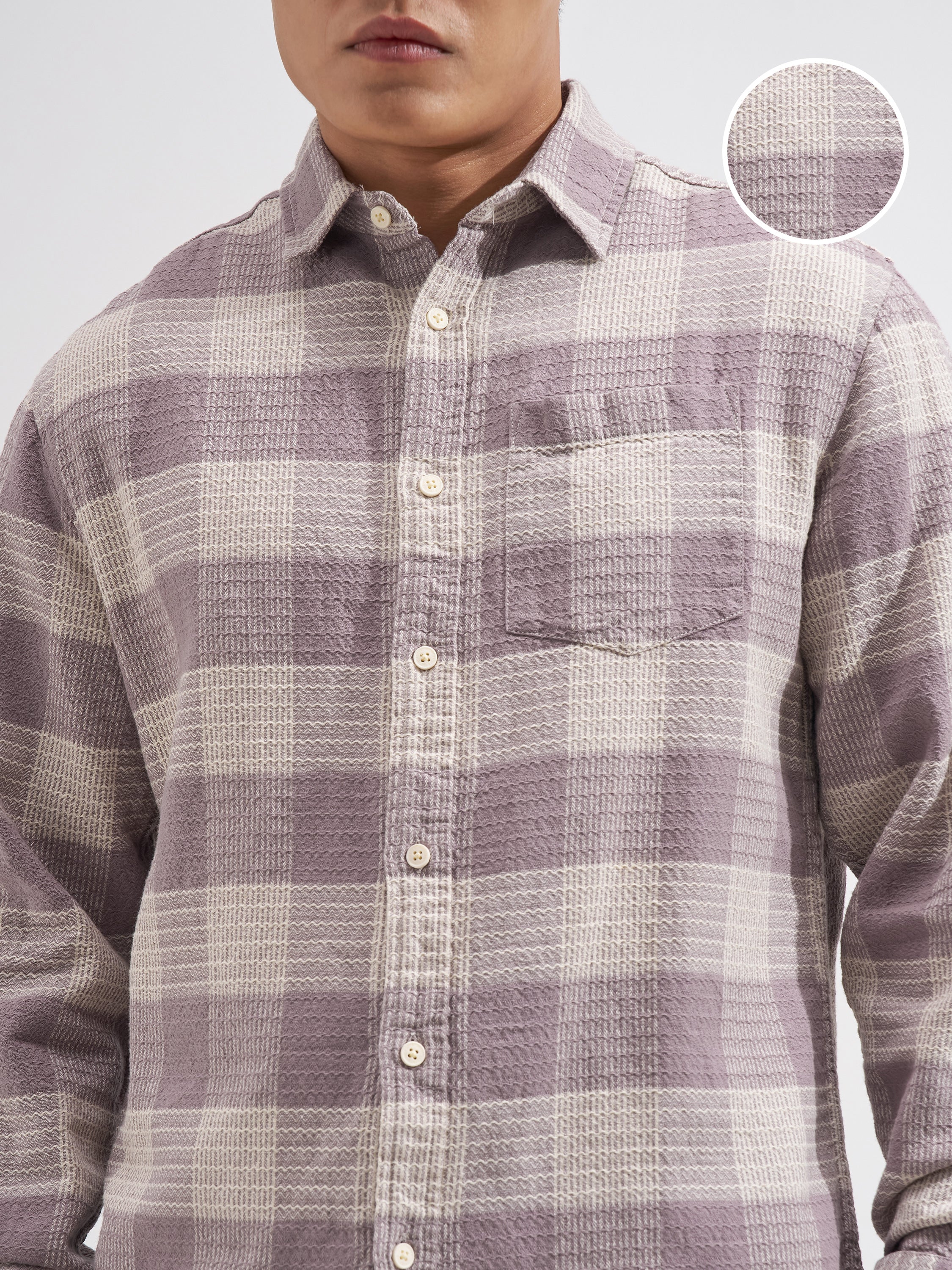 Highlander Men Mauve Checked Relaxed Fit Casual Shirt