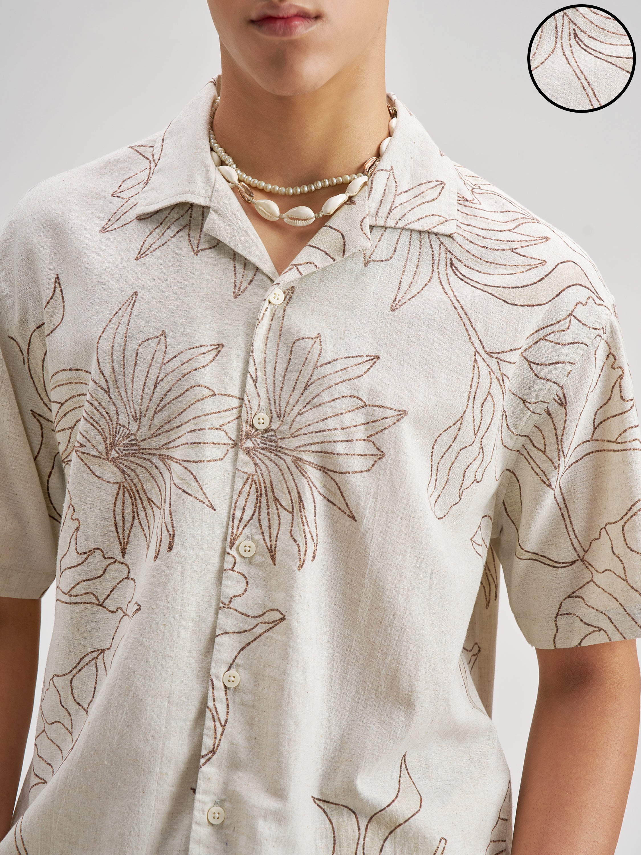 Highlander Men Off White Printed Relaxed Fit Casual Shirt - Off White - Image 5