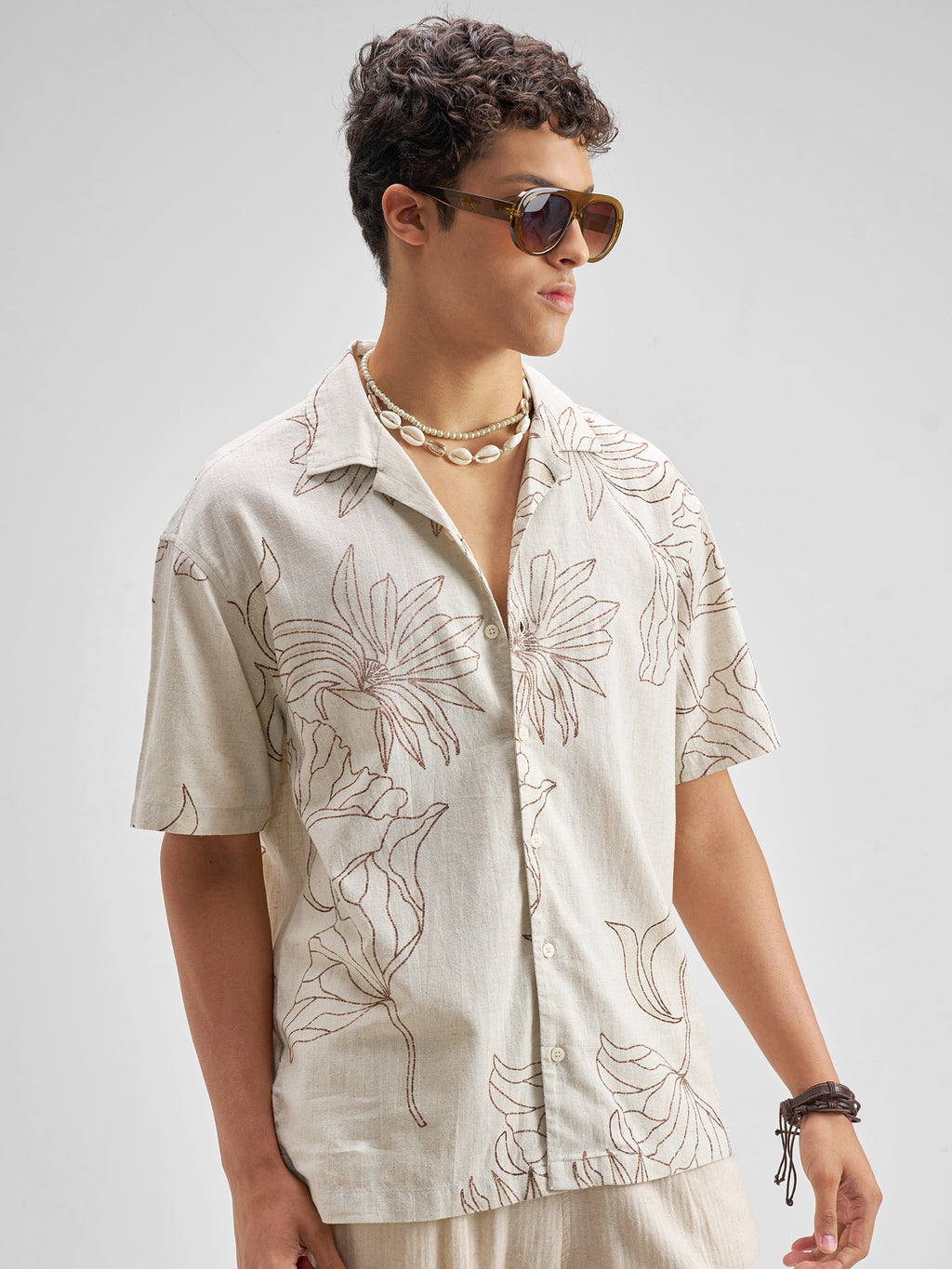 Highlander Men Off White Printed Relaxed Fit Casual Shirt - Off White - Image 6