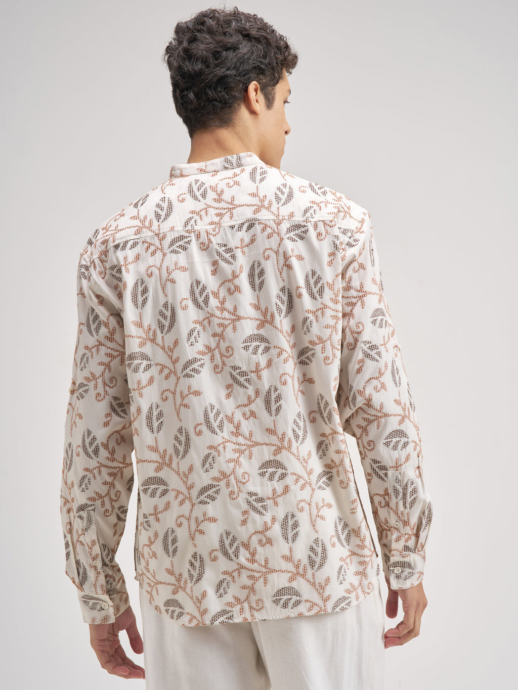 Highlander Men Cream Embroidered Relaxed Fit Casual Shirt - Cream - Image 3