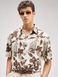 Highlander Men Brown Printed Relaxed Fit Casual Shirt - Brown - Image 1