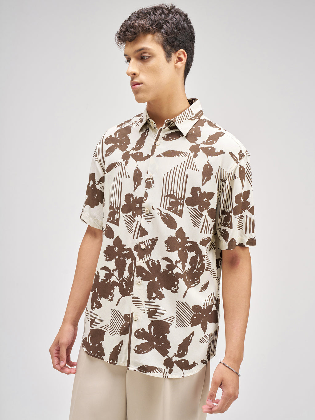 Highlander Men Brown Printed Relaxed Fit Casual Shirt - Brown - Image 4