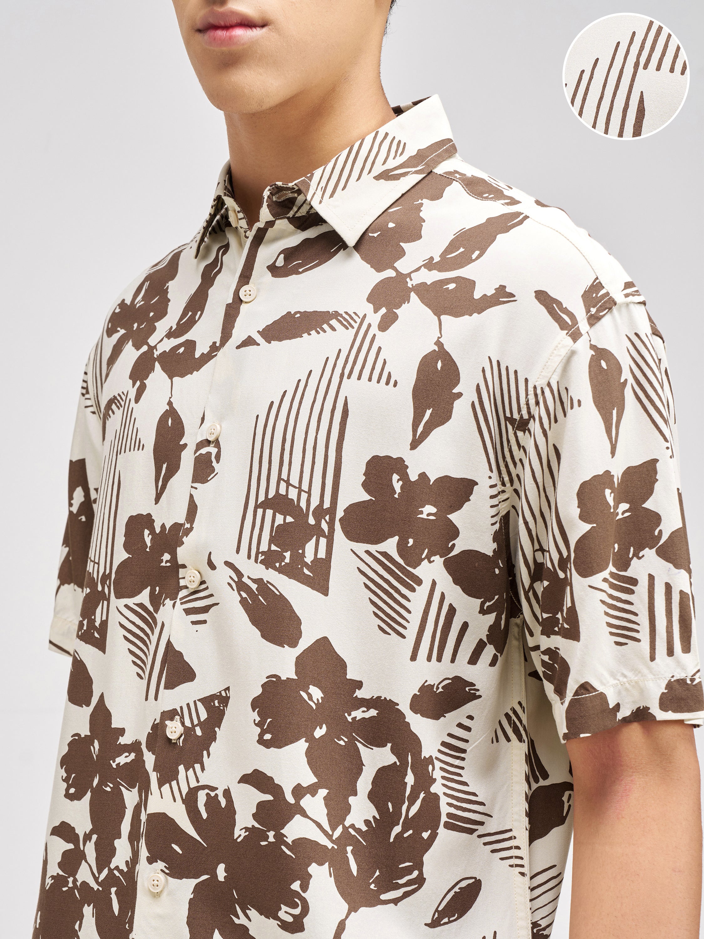 Highlander Men Brown Printed Relaxed Fit Casual Shirt - Brown - Image 5