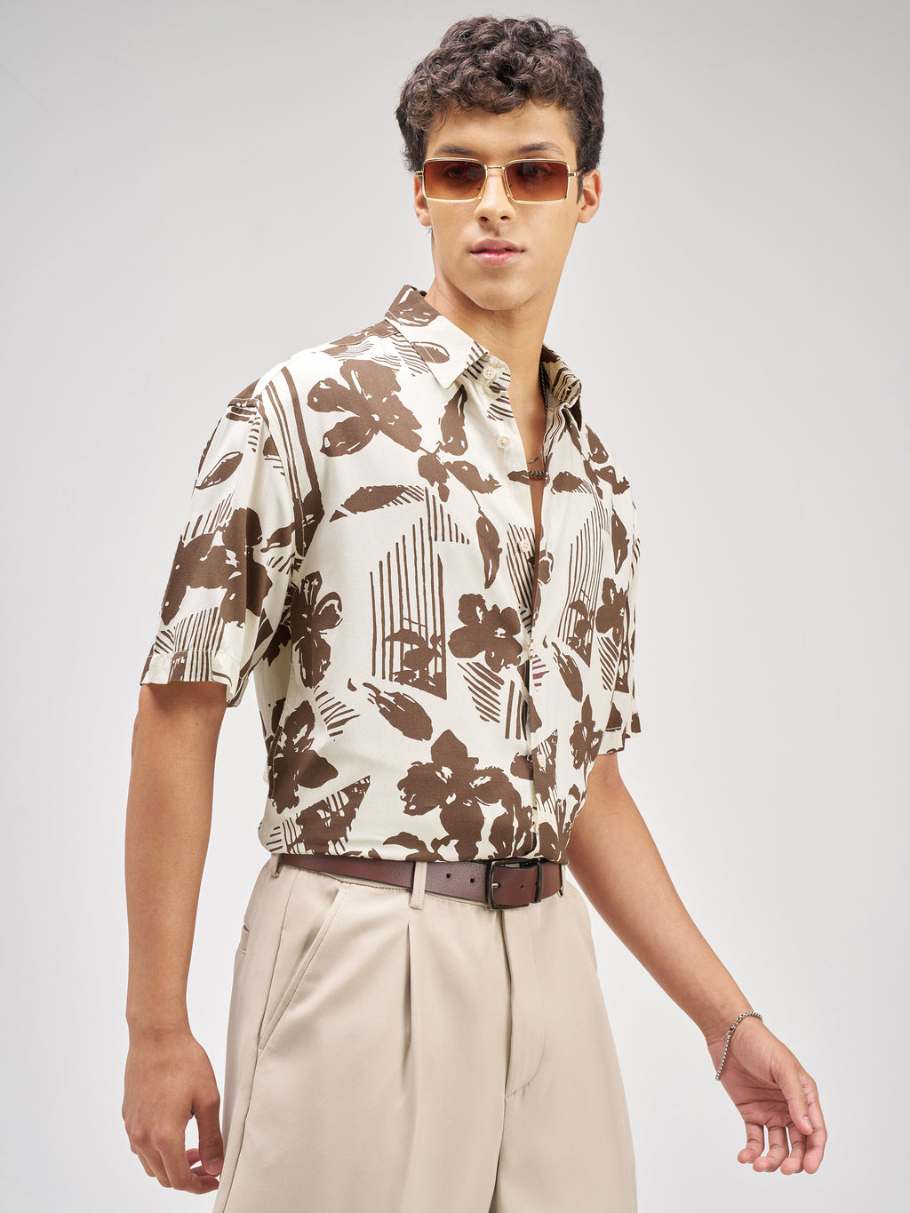 Highlander Men Brown Printed Relaxed Fit Casual Shirt - Brown - Image 6