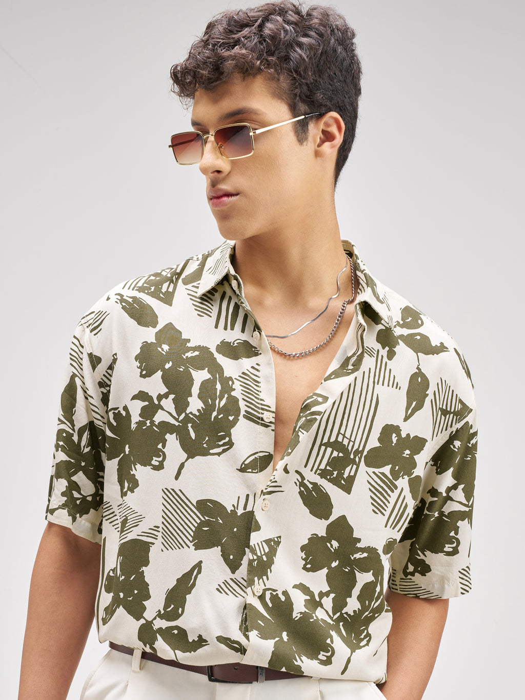 Highlander Men Green Printed Relaxed Fit Casual Shirt - Green - Image 1