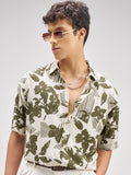 Highlander Men Green Printed Relaxed Fit Casual Shirt - Green - Image 1