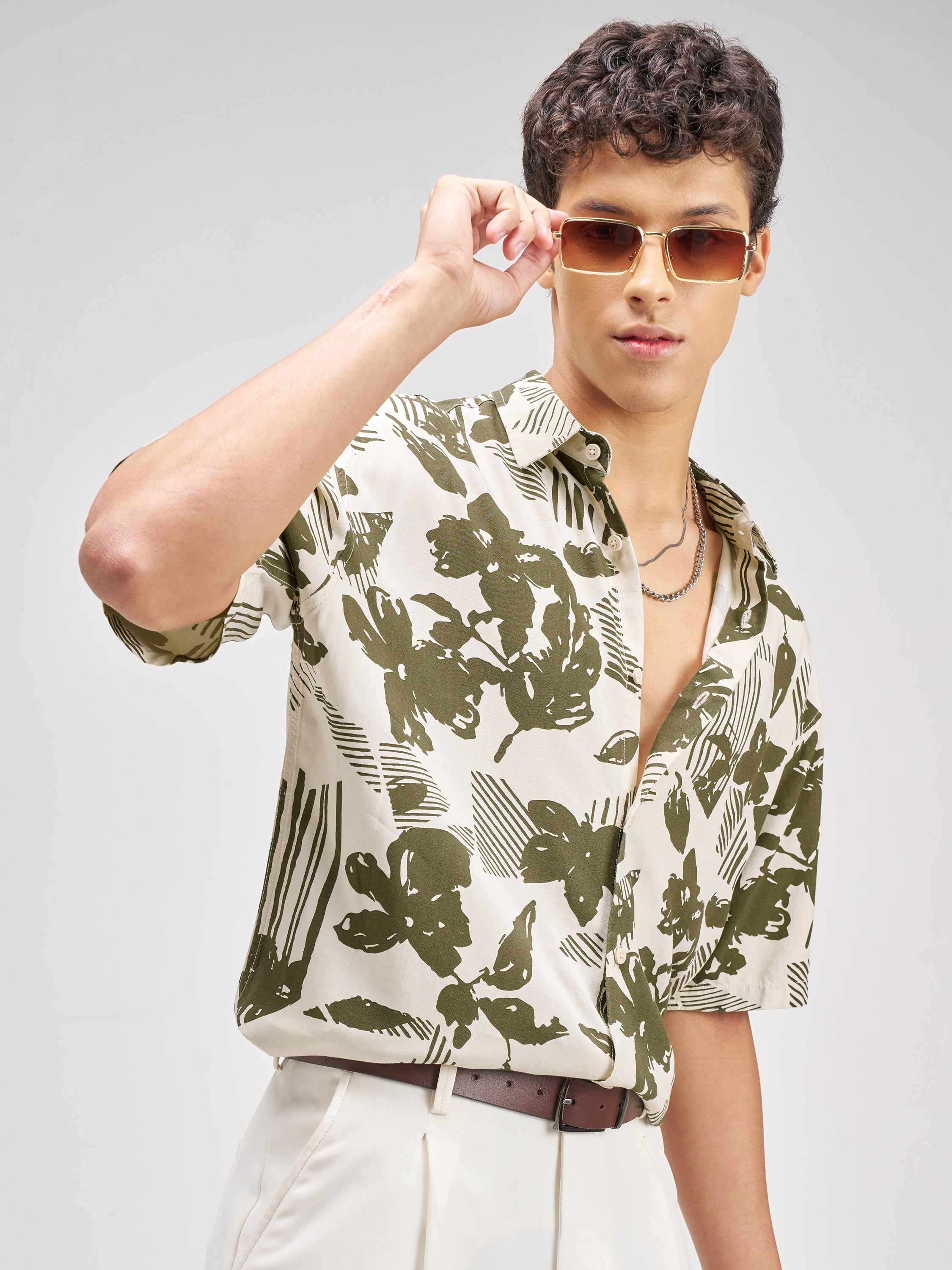 Highlander Men Green Printed Relaxed Fit Casual Shirt - Green - Image 6