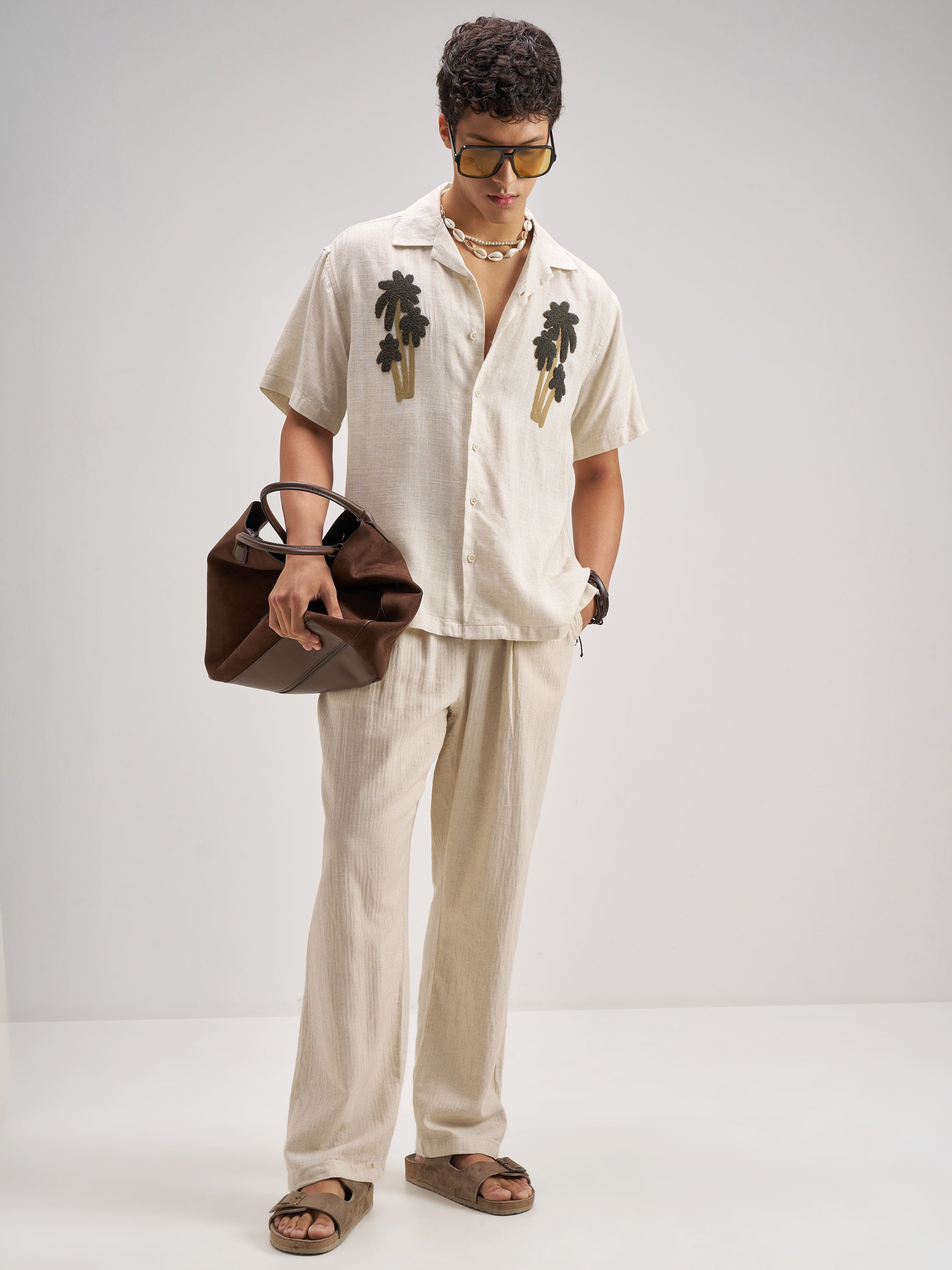 Highlander Men Brown Embroidered Relaxed Fit Casual Shirt - Brown - Image 2