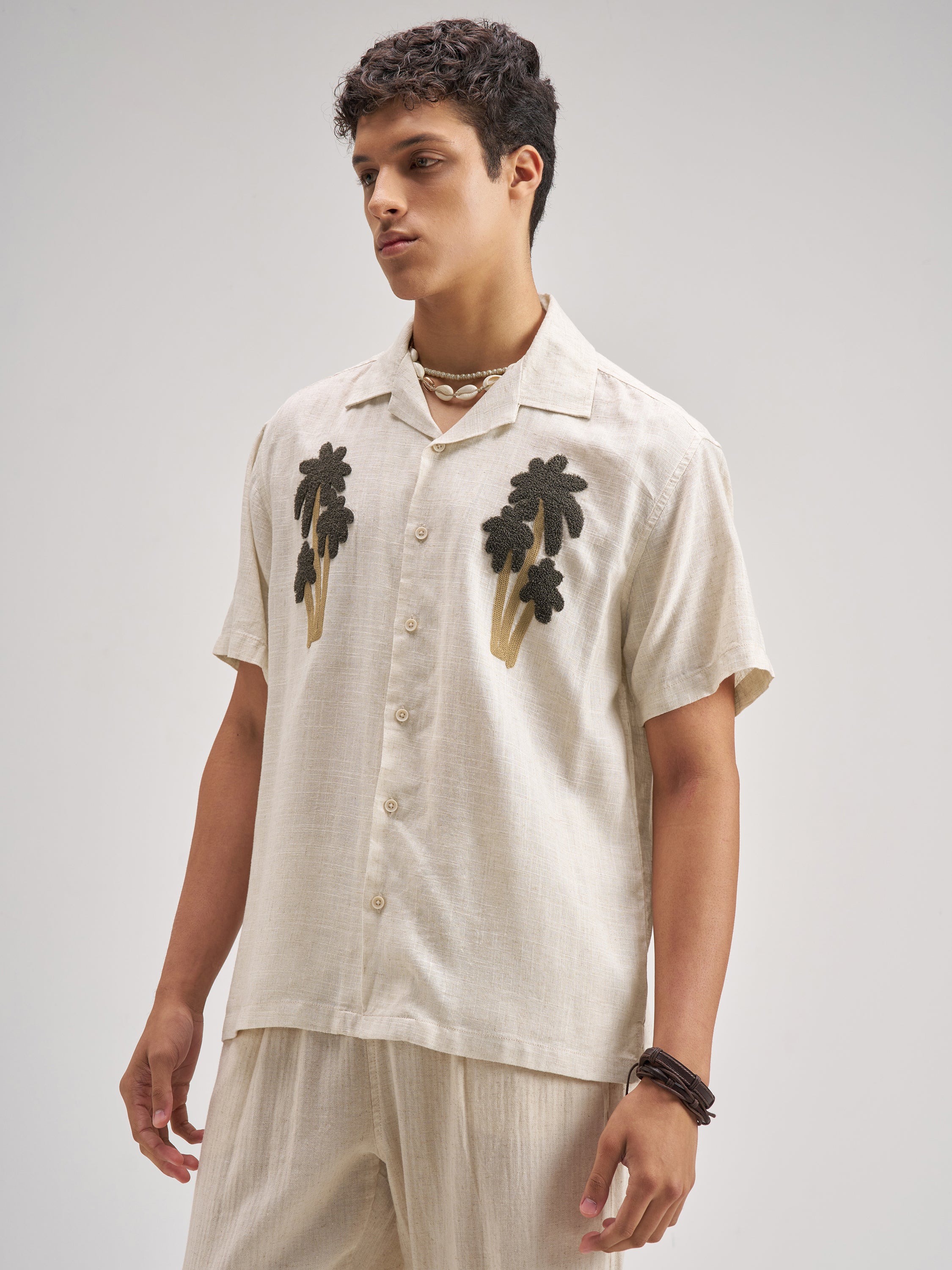 Highlander Men Brown Embroidered Relaxed Fit Casual Shirt - Brown - Image 4