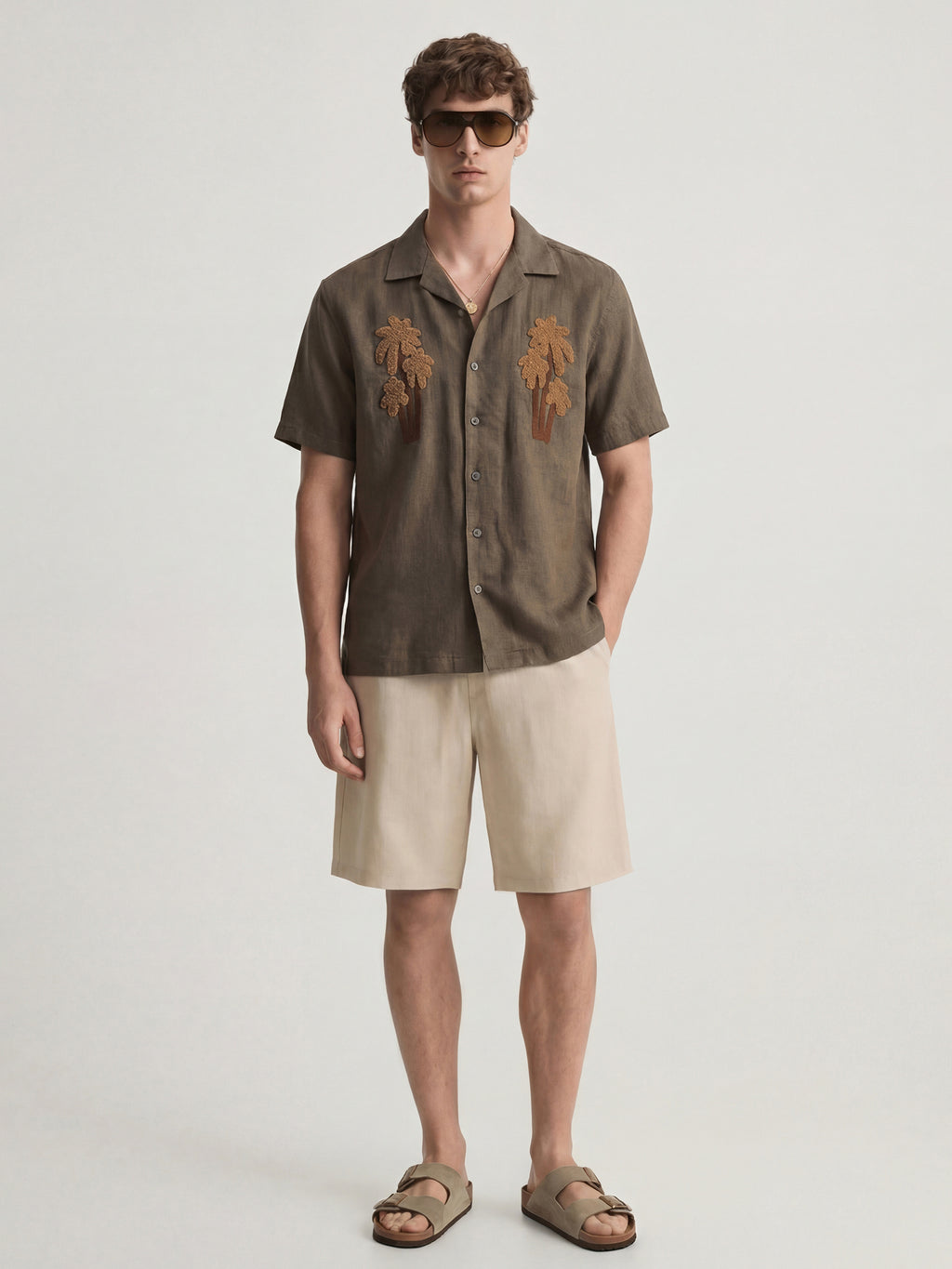 Highlander Men Brown Embroidered Relaxed Fit Casual Shirt - Brown - Image 3