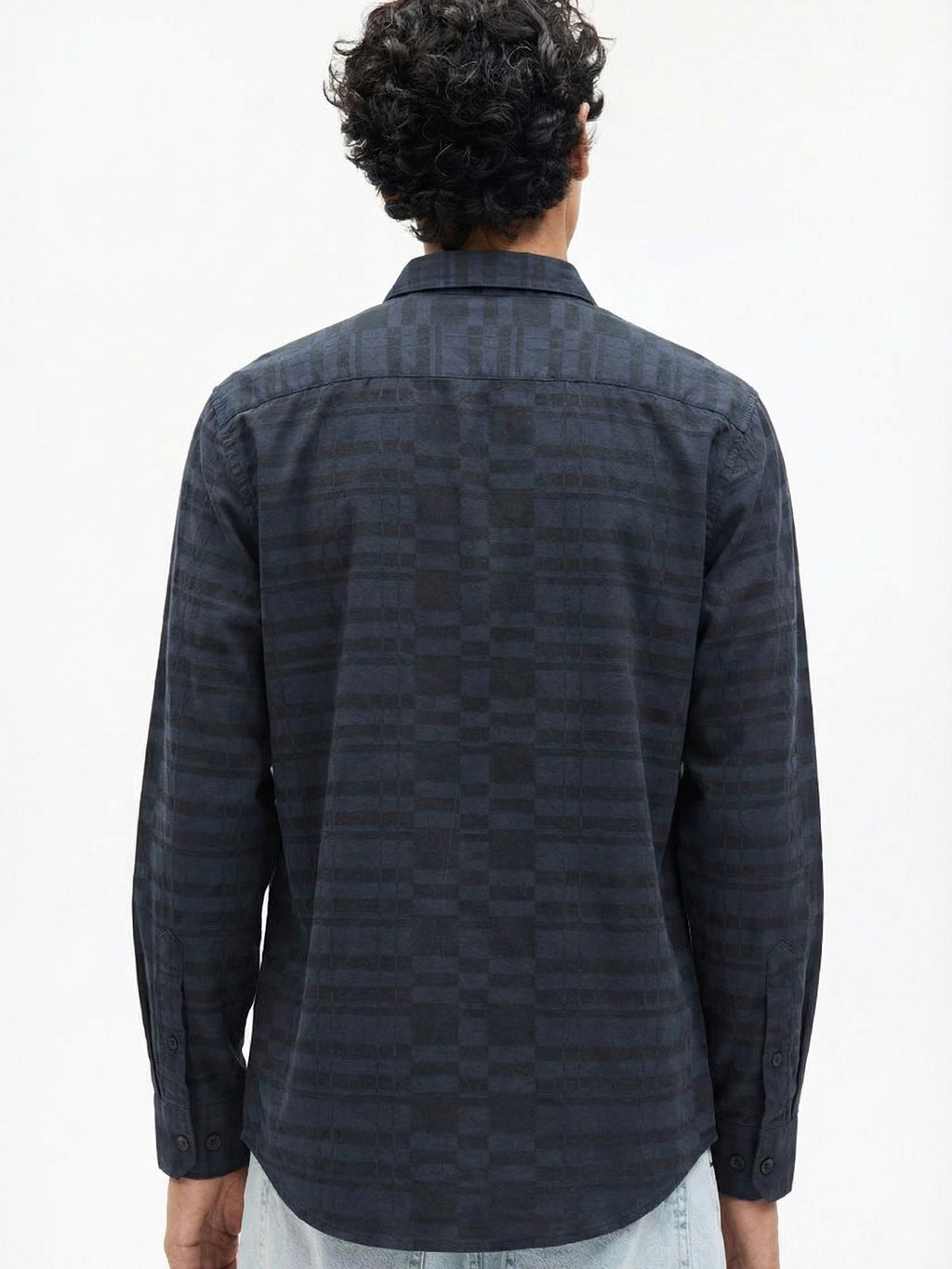 Highlander Men Black Self Design Slim Fit Casual Shirt - Black - Image 3