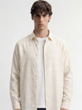 Highlander Men Cream Self Design Slim Fit Casual Shirt - Cream - Image 1