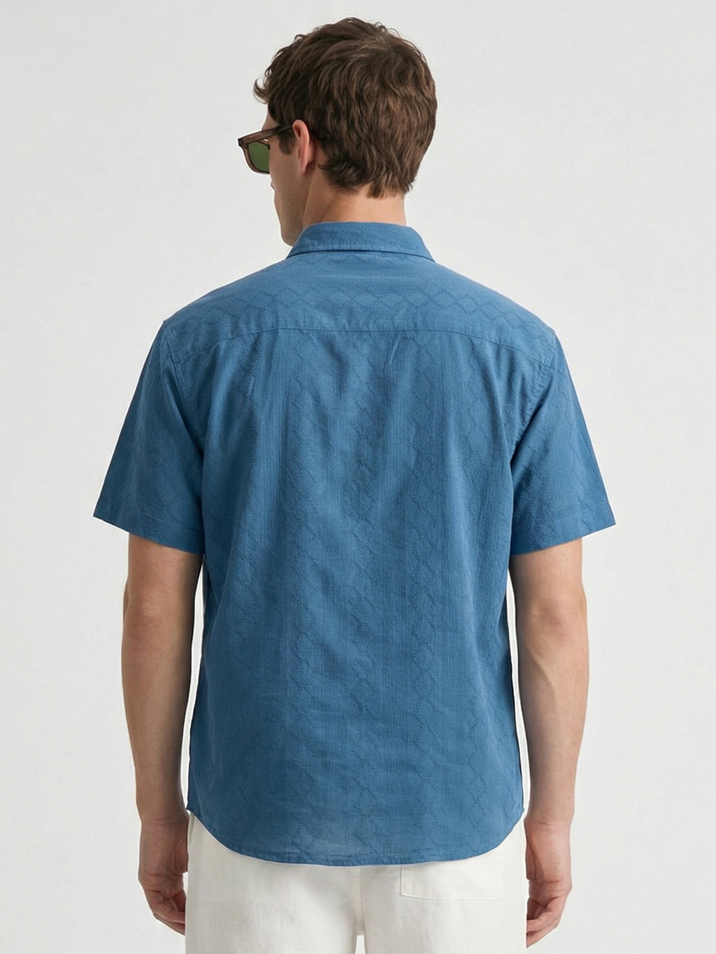 Highlander Men Blue Self Design Relaxed Fit Casual Shirt - Blue - Image 3
