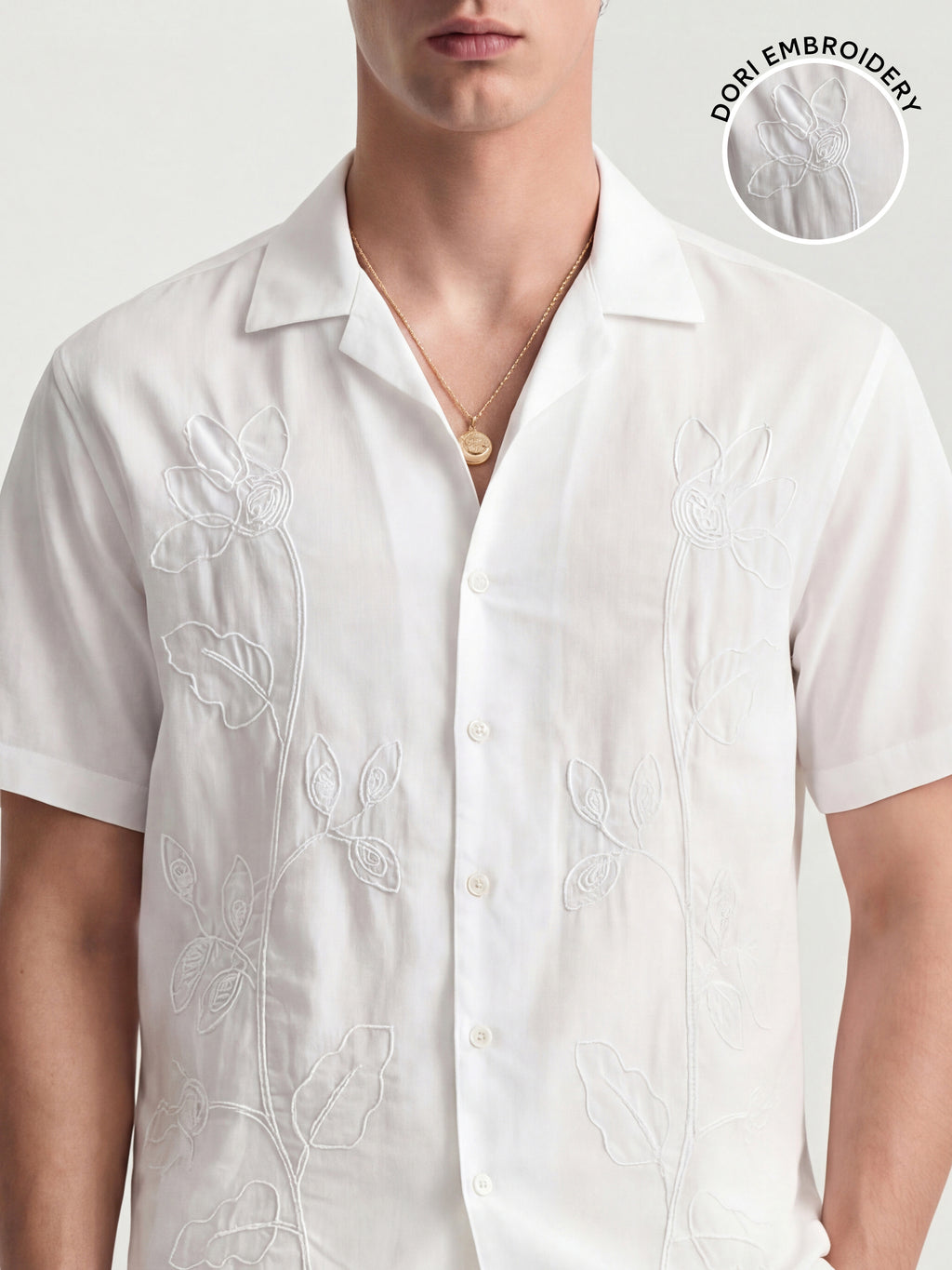 Highlander Men White Embroidered Relaxed Fit Casual Shirt - White - Image 1
