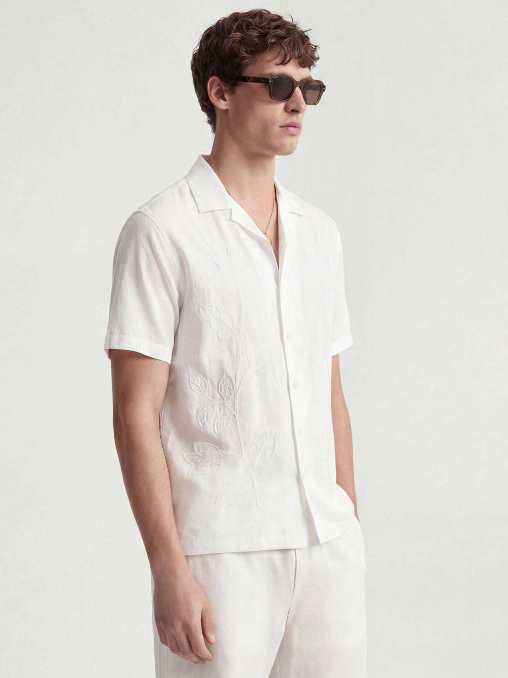 Highlander Men White Embroidered Relaxed Fit Casual Shirt - White - Image 6
