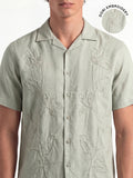Highlander Men Green Embroidered Relaxed Fit Casual Shirt - Green - Image 1