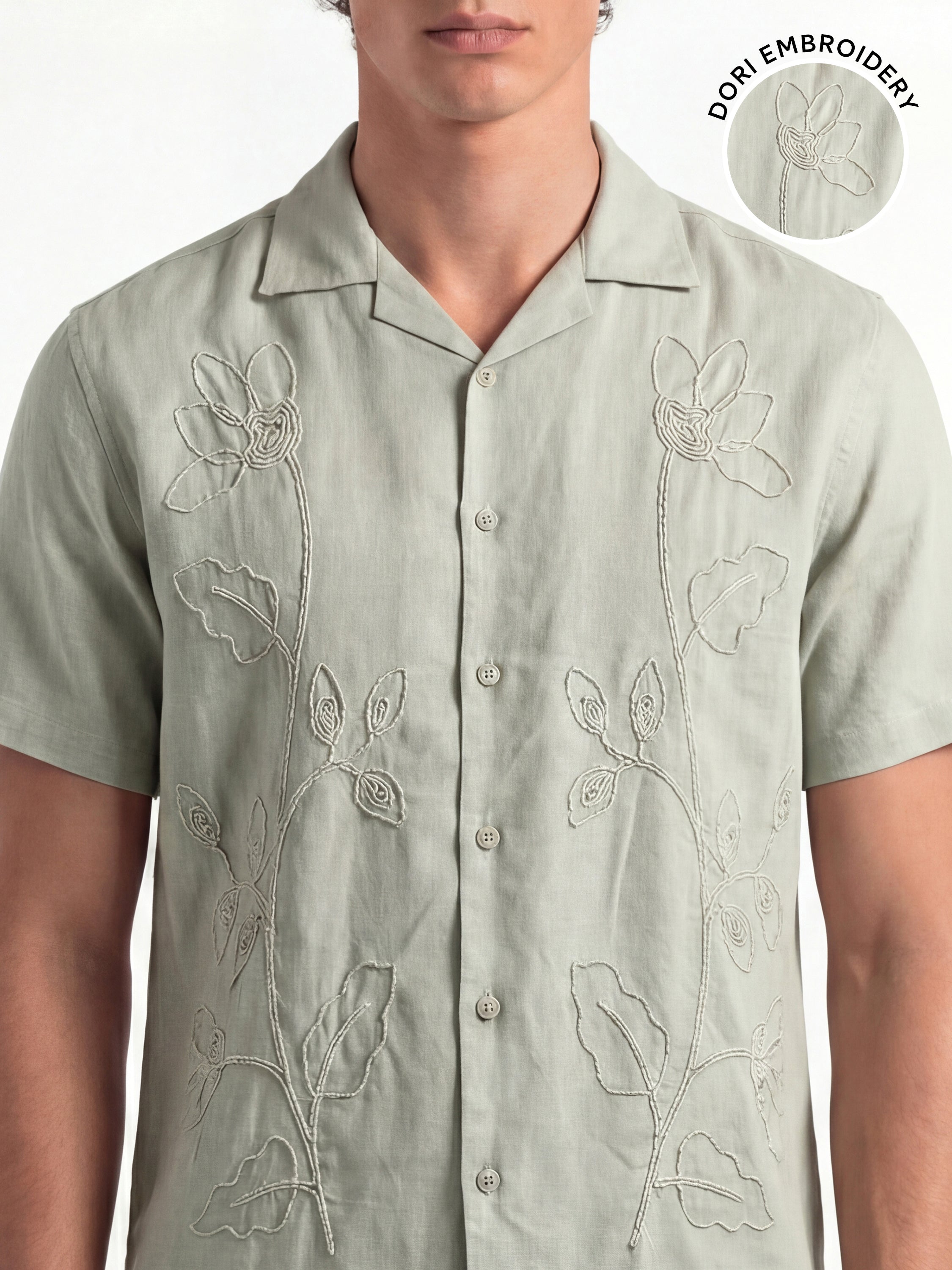 Highlander Men Green Embroidered Relaxed Fit Casual Shirt - Green - Image 1