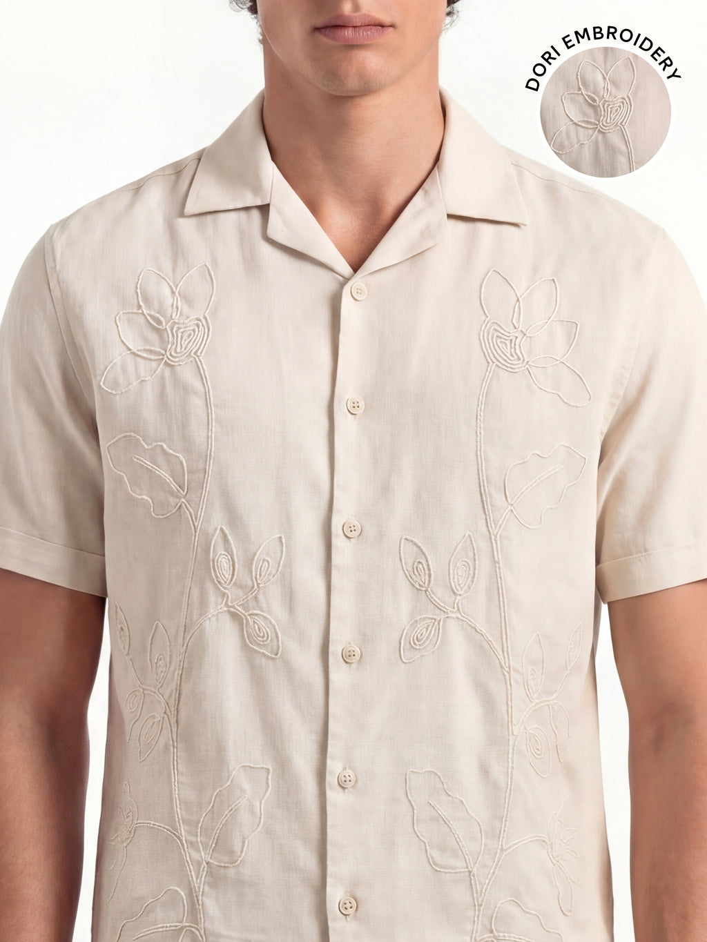 Highlander Men Beige Embroidered Relaxed Fit Casual Shirt - Beige - Image 5