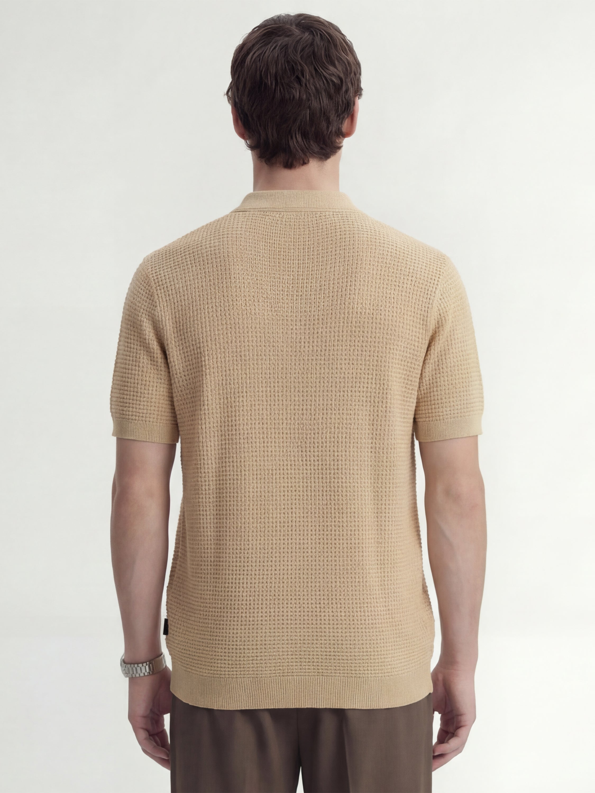 Highlander Men Beige Self Design Relaxed Fit Casual Shirt - Beige - Image 3