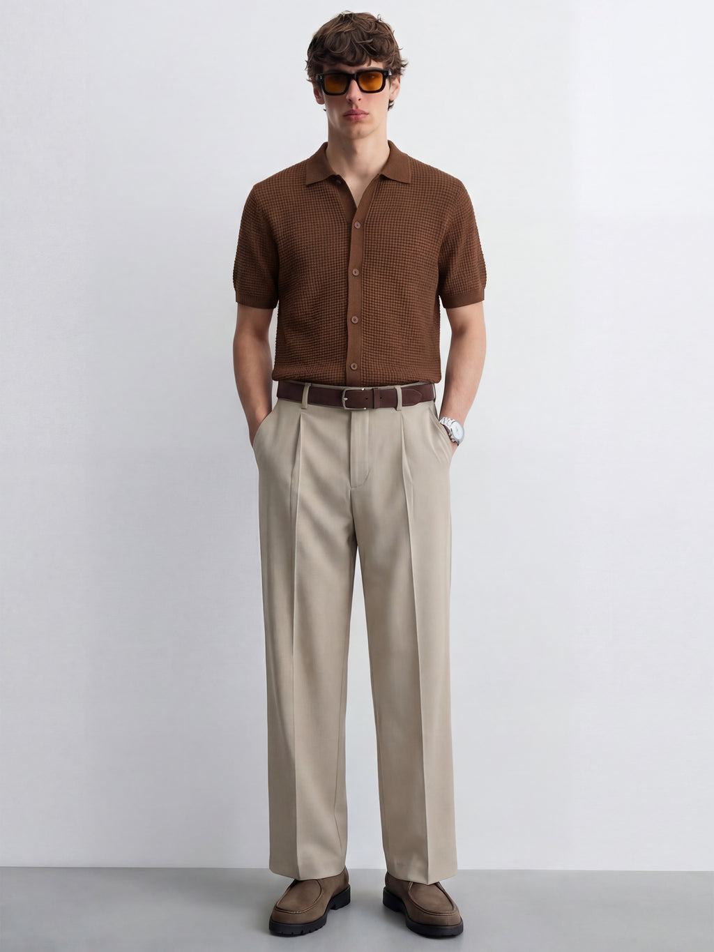 Highlander Men Brown Self Design Relaxed Fit Casual Shirt - Brown - Image 2
